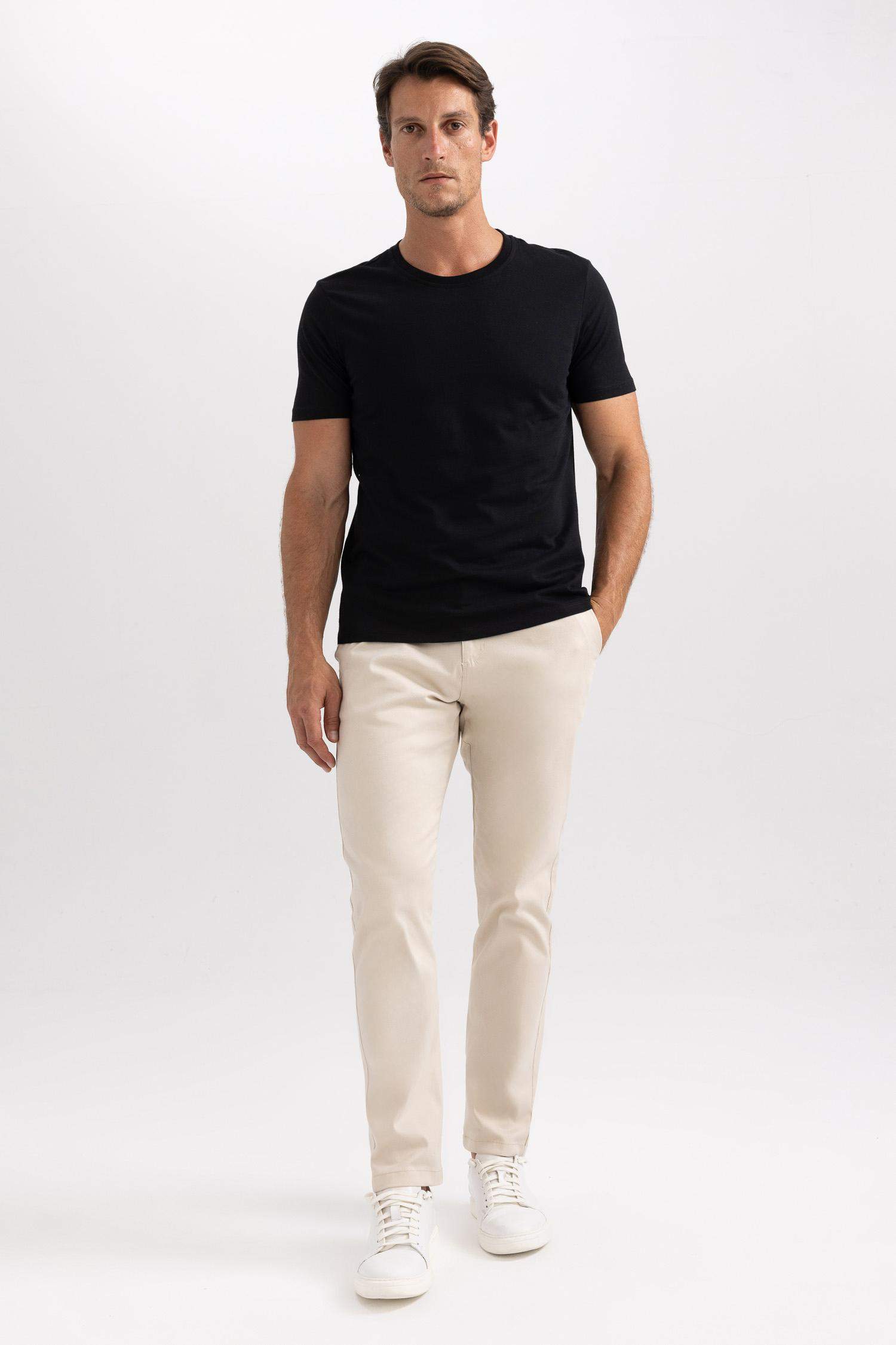 Regular Fit Bisiklet Yaka Basic Kısa Kollu %100 Pamuk Tişört