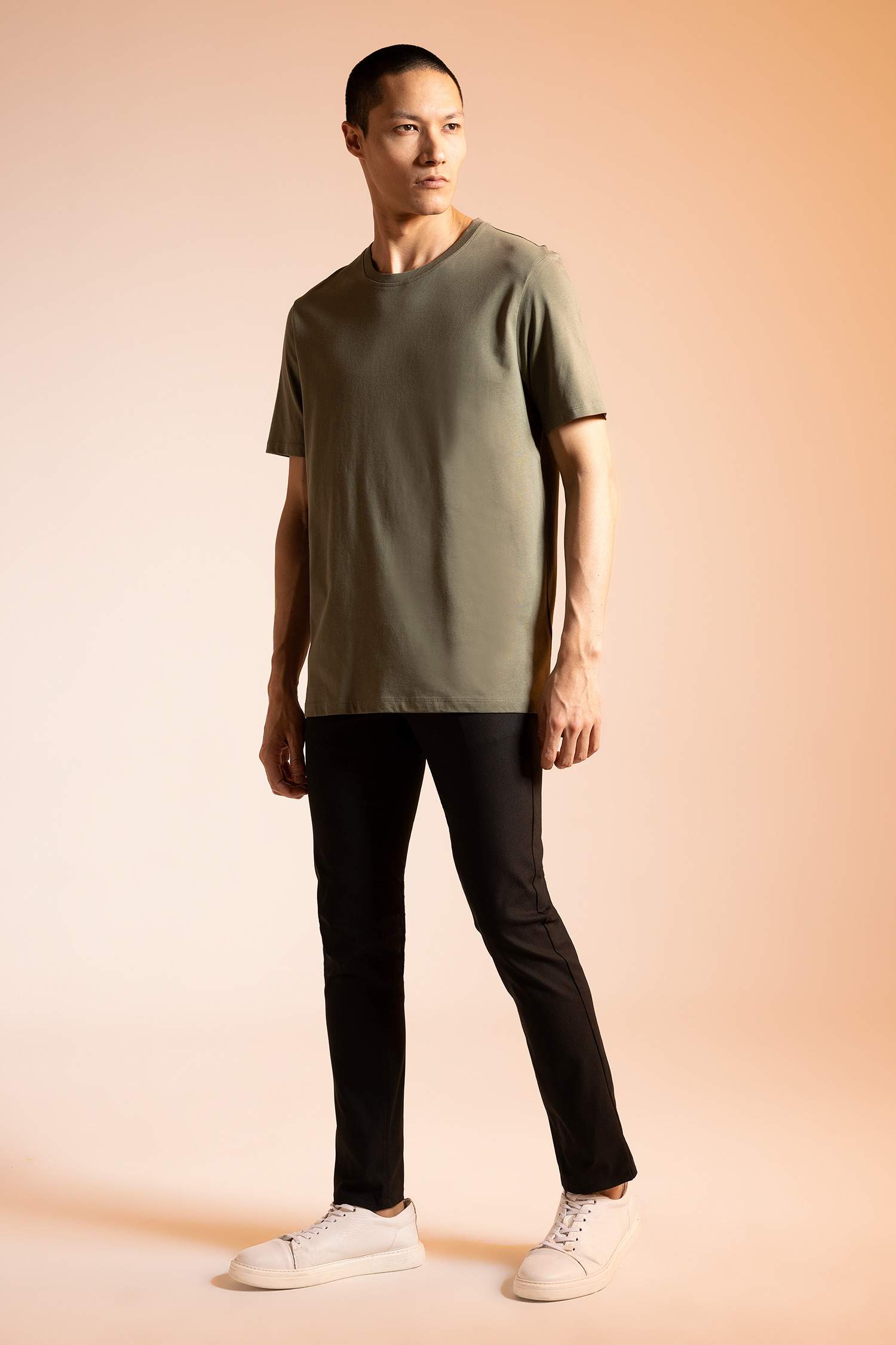 Regular Fit Crew Neck Basic  Cotton T-Shirt