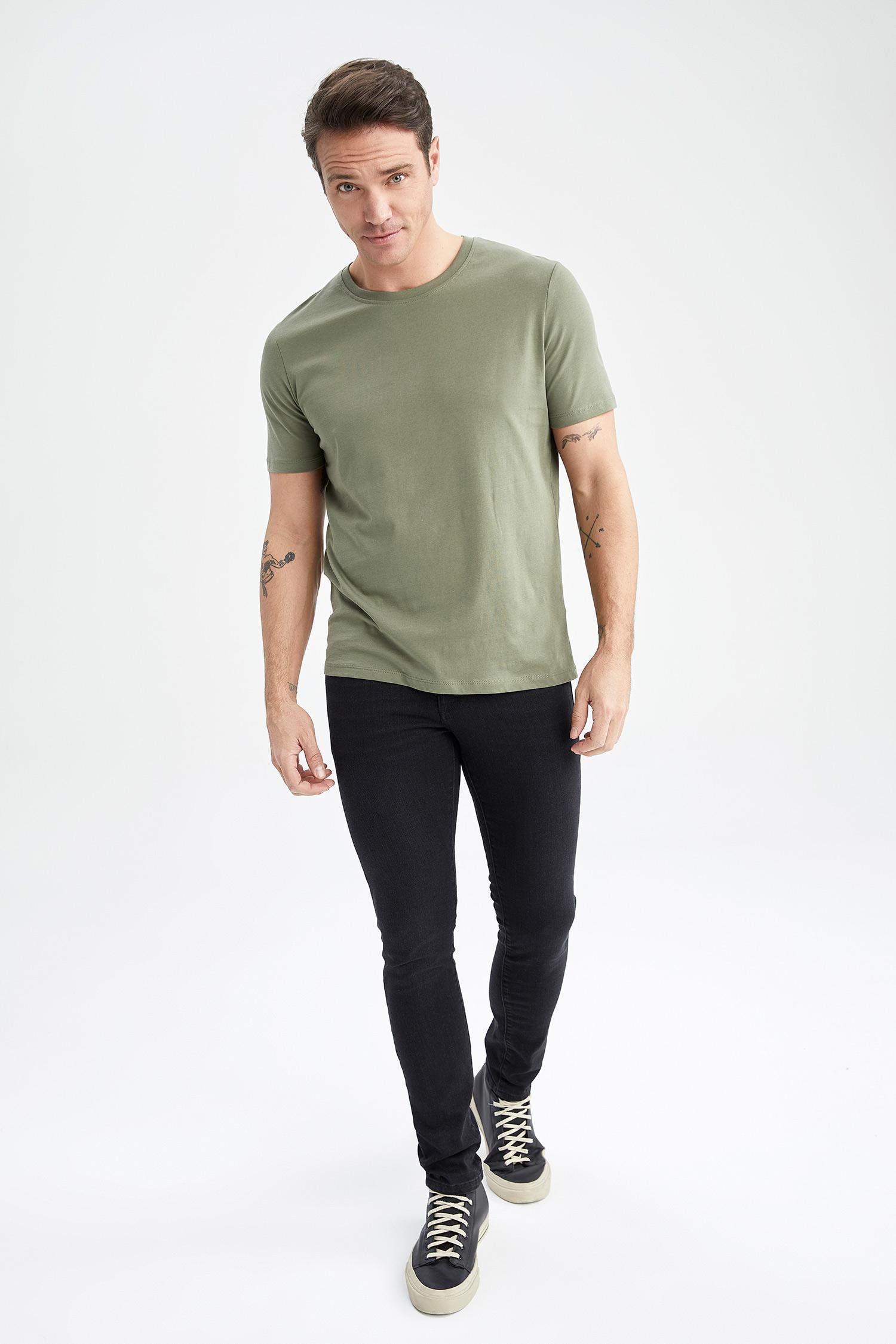 Regular Fit Crew Neck Basic  Cotton T-Shirt
