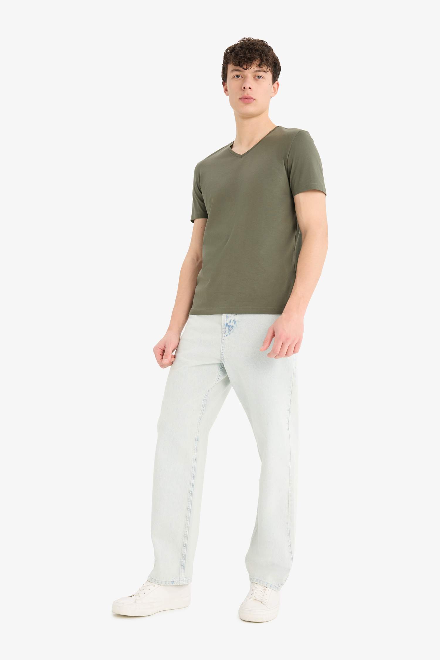 تيشيرت سادة نص ردن سليم فيت