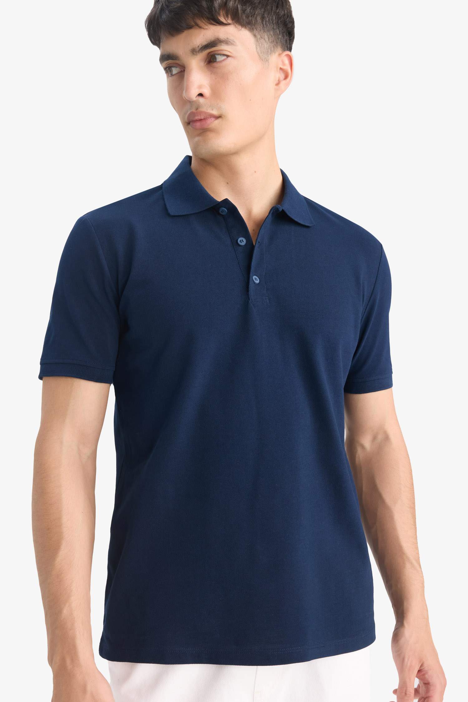 %100 Pamuk Regular Fit Polo Yaka Basic Düz Kısa Kollu Pike Tişört