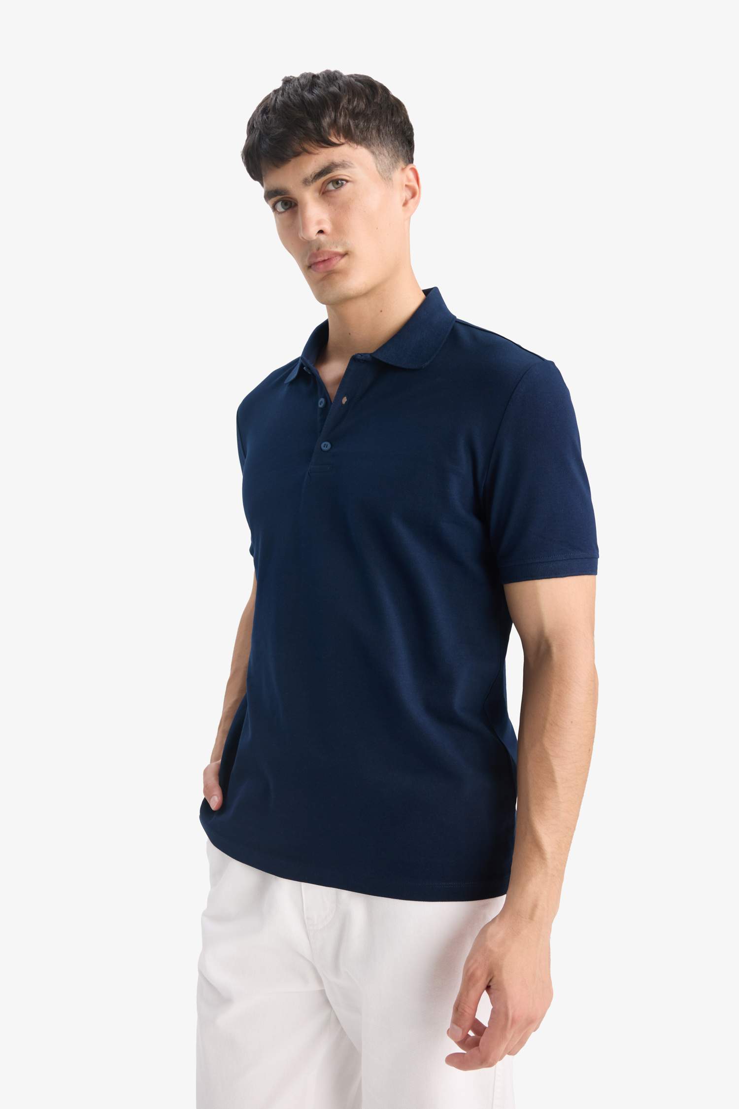 %100 Pamuk Regular Fit Polo Yaka Basic Düz Kısa Kollu Pike Tişört