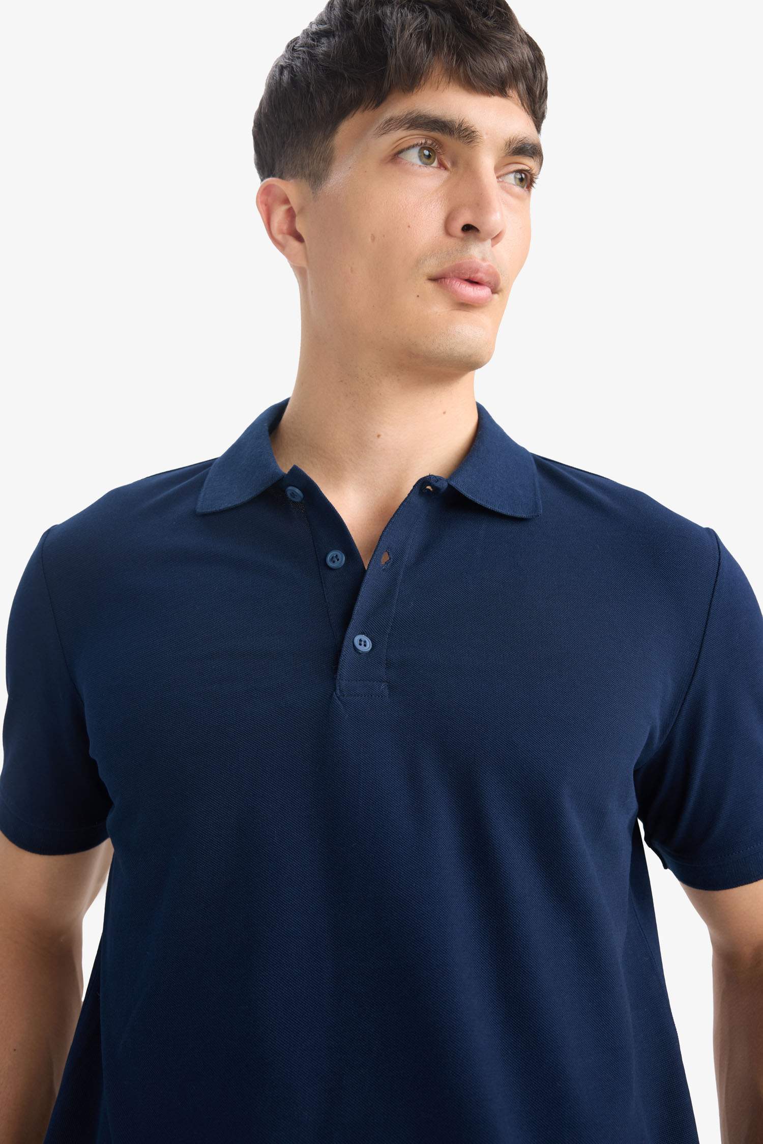 %100 Pamuk Regular Fit Polo Yaka Basic Düz Kısa Kollu Pike Tişört