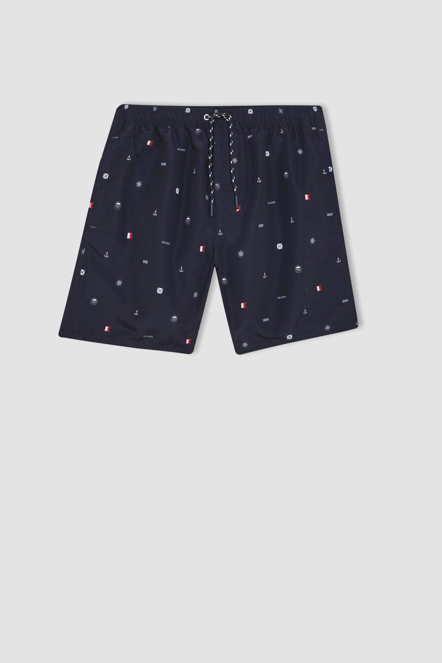 Short de bain à coupe régulière, doublé de filet et à motifs