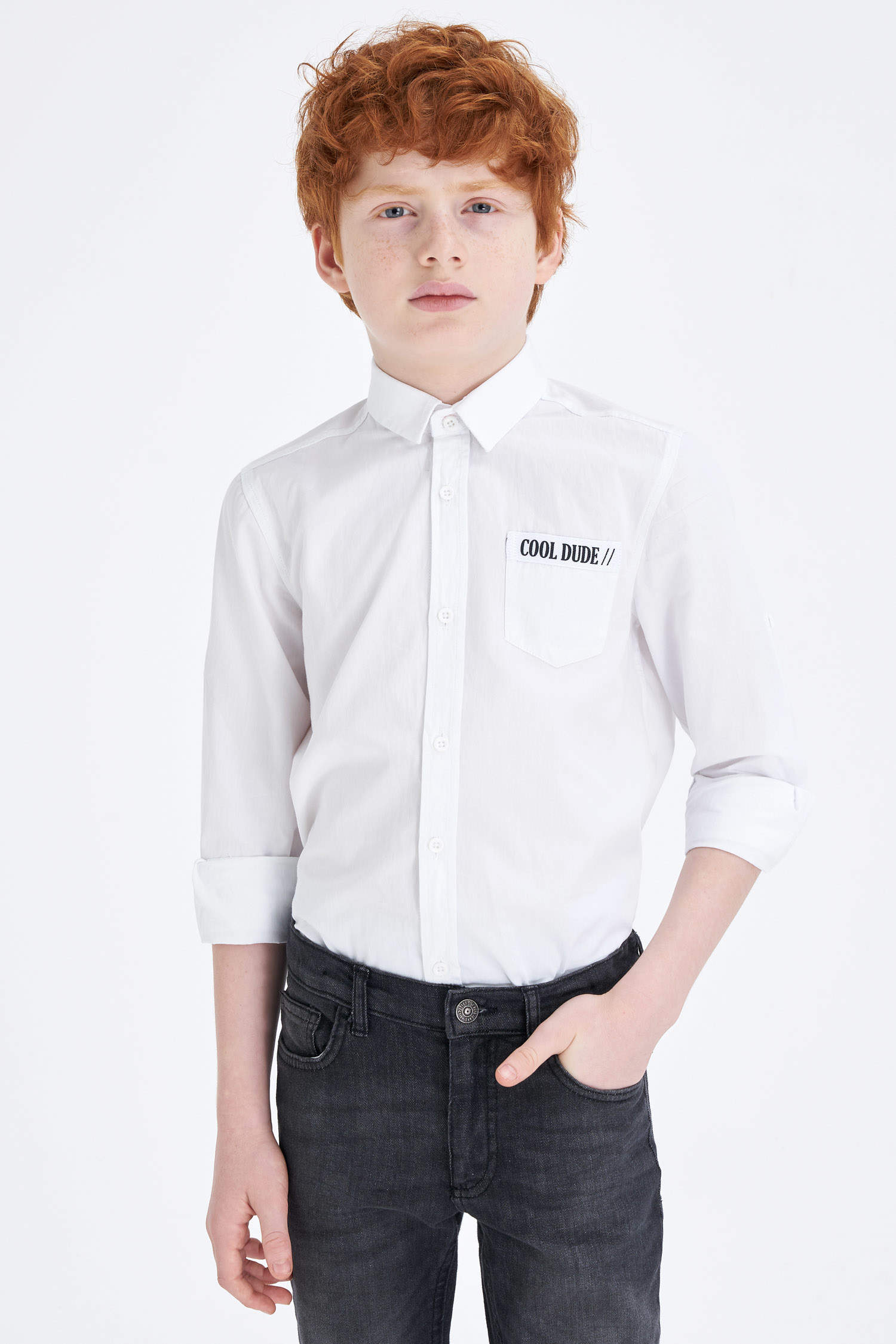 White BOYS & TEENS Boy's Smart Polo Neck Shirt 1217075 | DeFacto