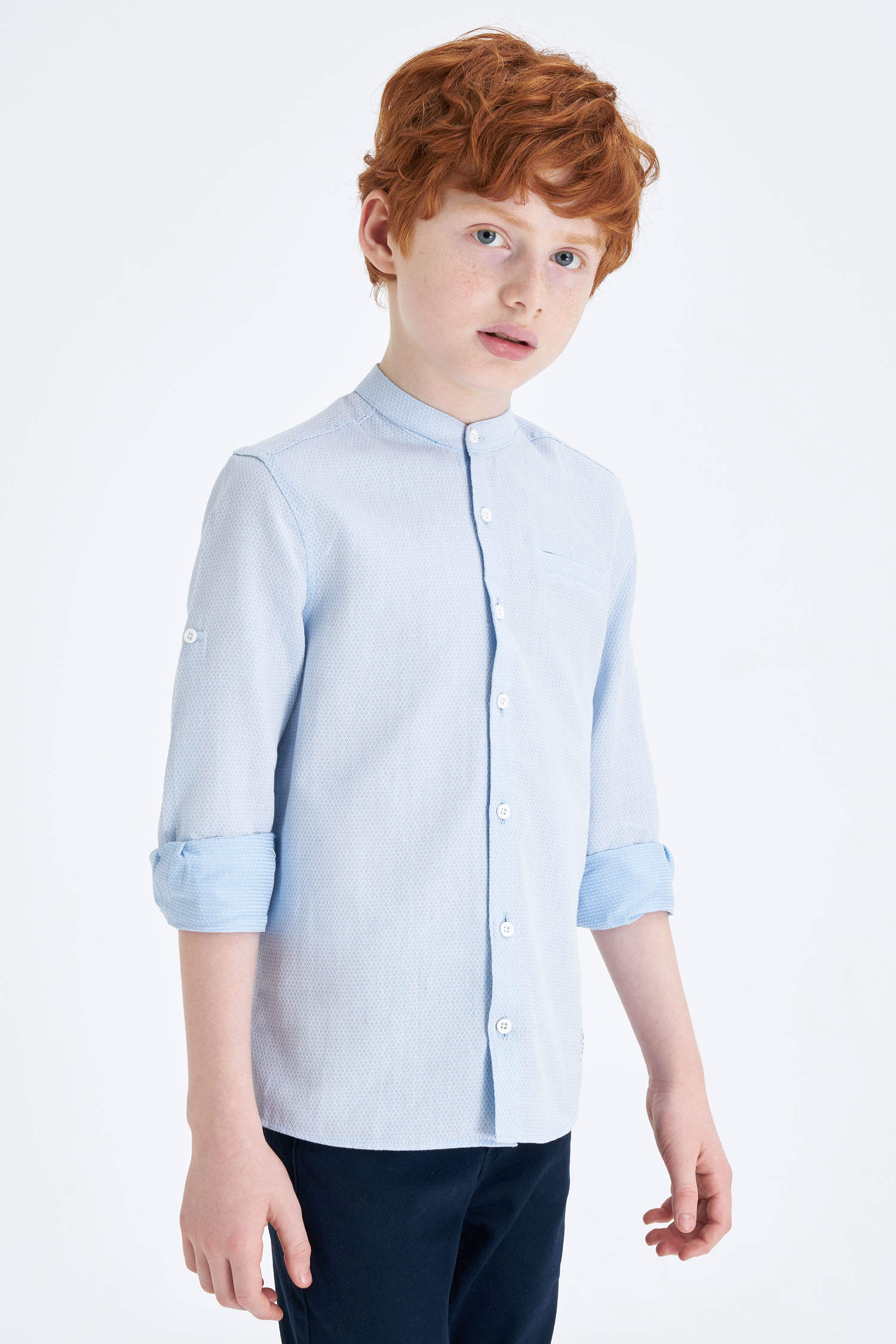 Blue BOYS & TEENS Boy Long Rollable Sleeve Cotton Shirt With Judge ...