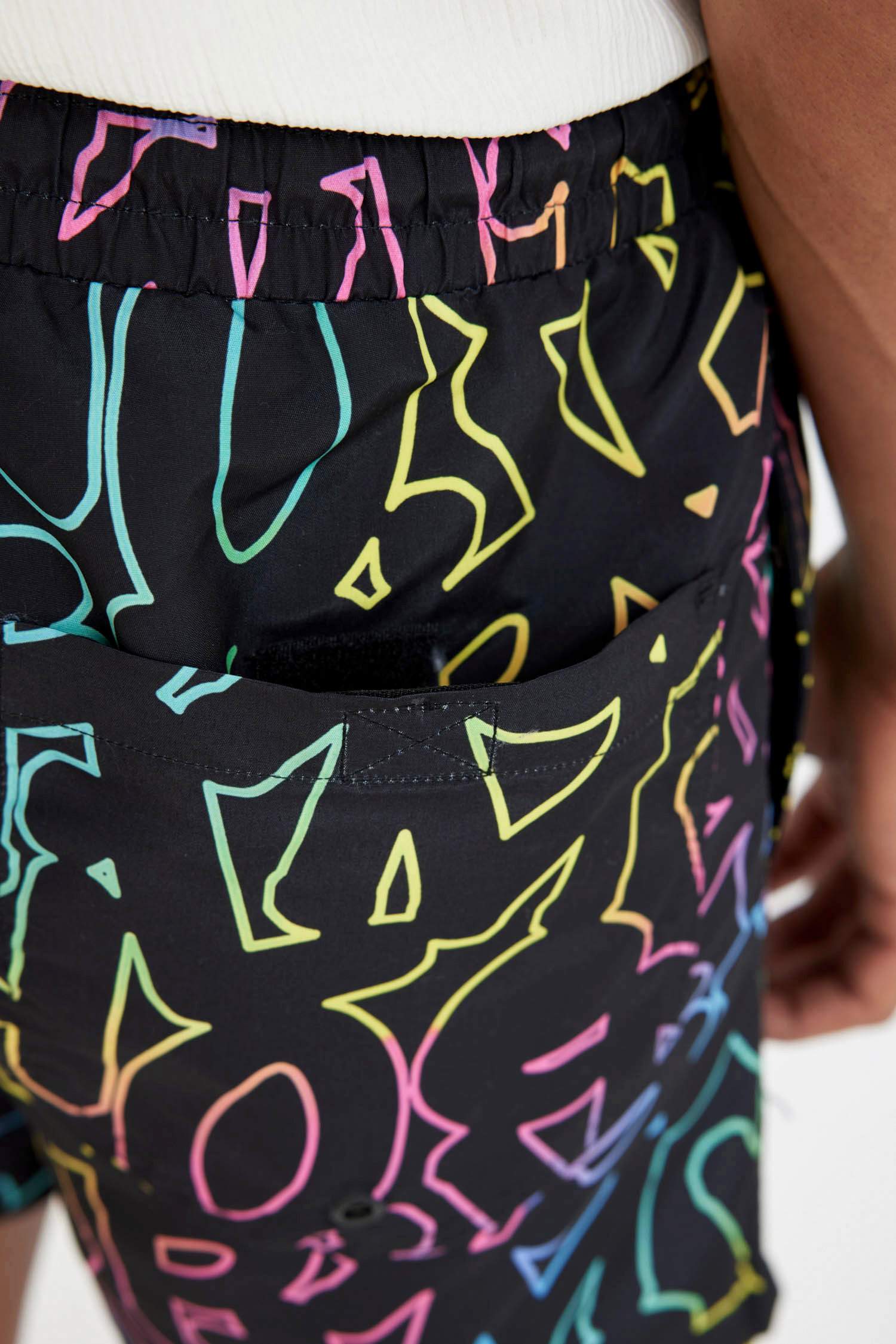Patterned Short Swim Shorts