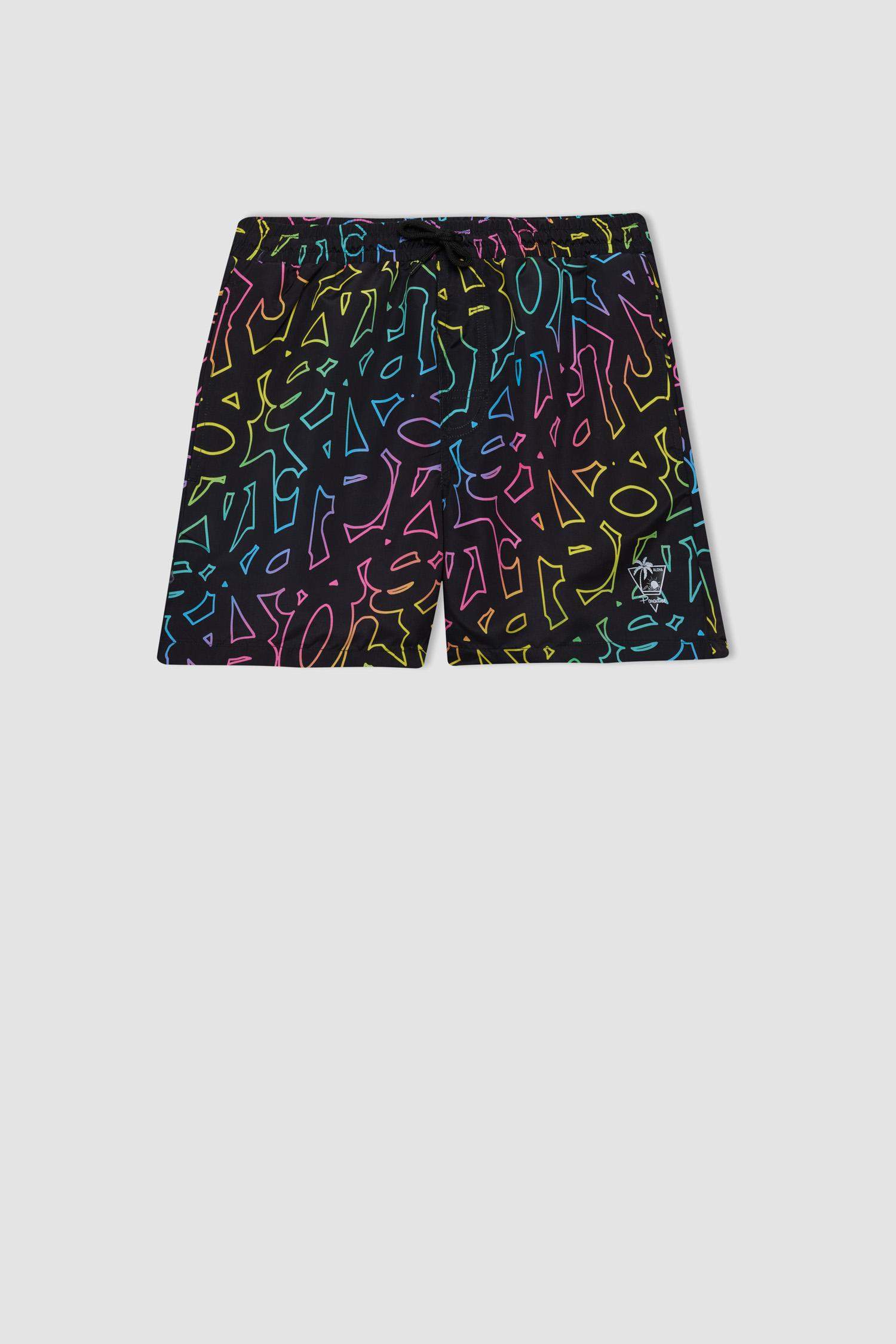 Patterned Short Swim Shorts