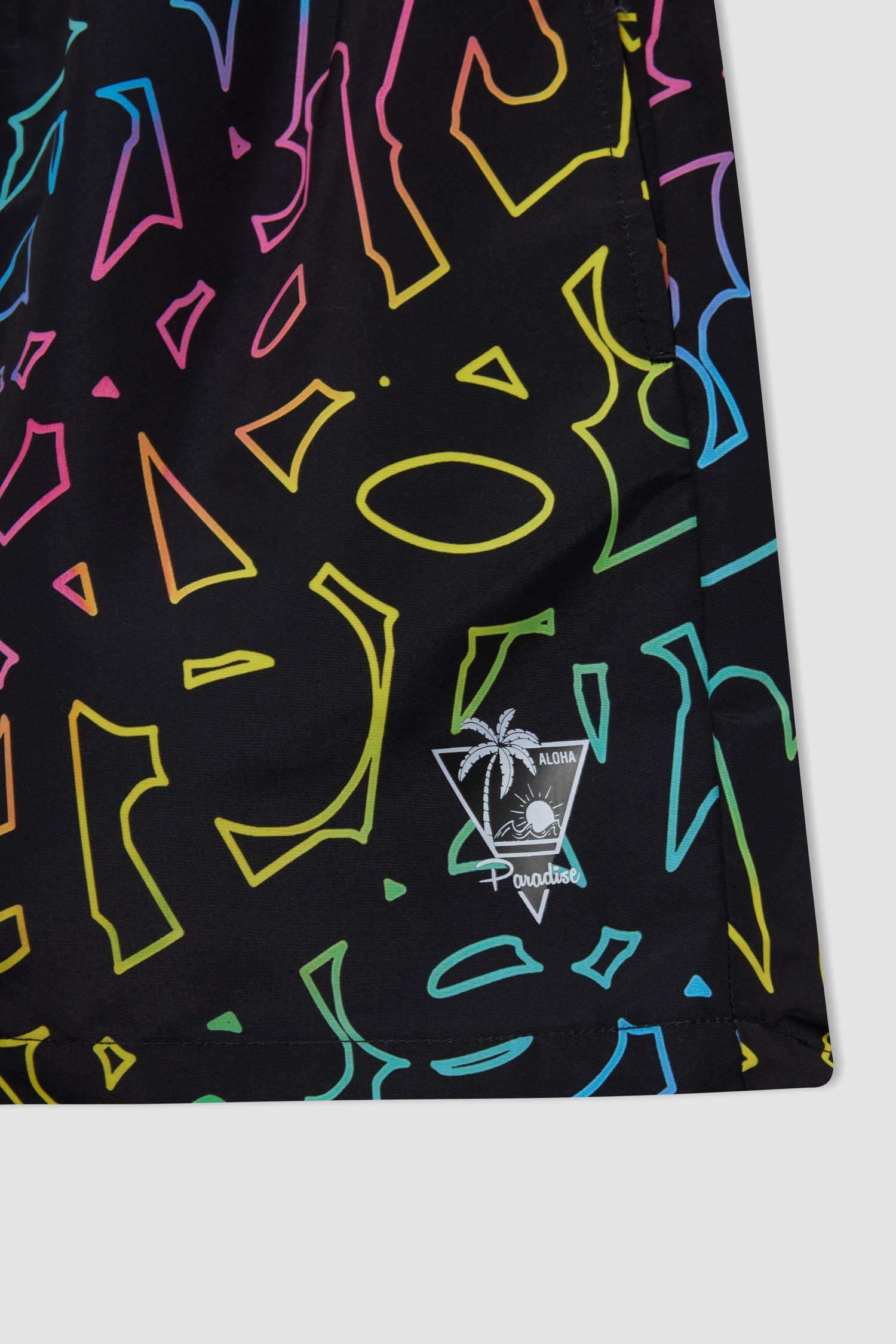 Patterned Short Swim Shorts