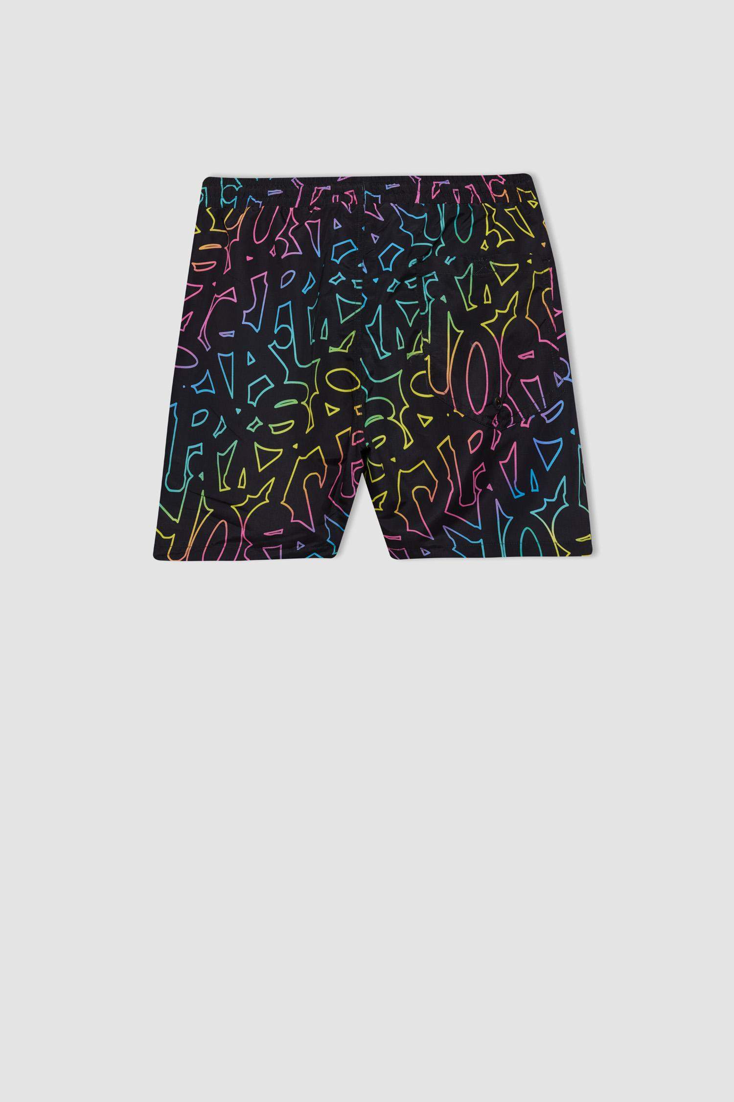Patterned Short Swim Shorts