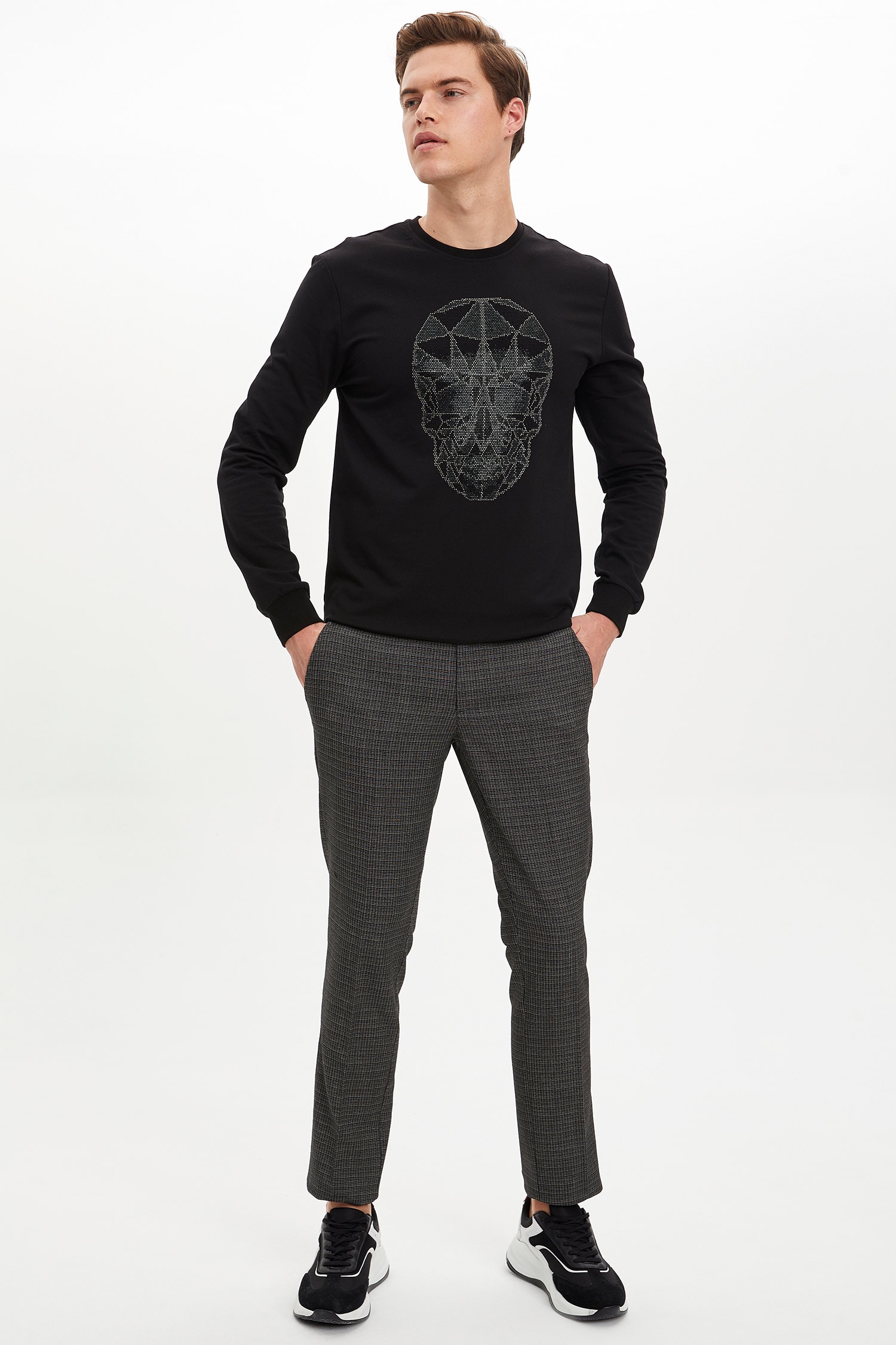 Defacto Slim Fit Baskılı Sweatshirt. 2