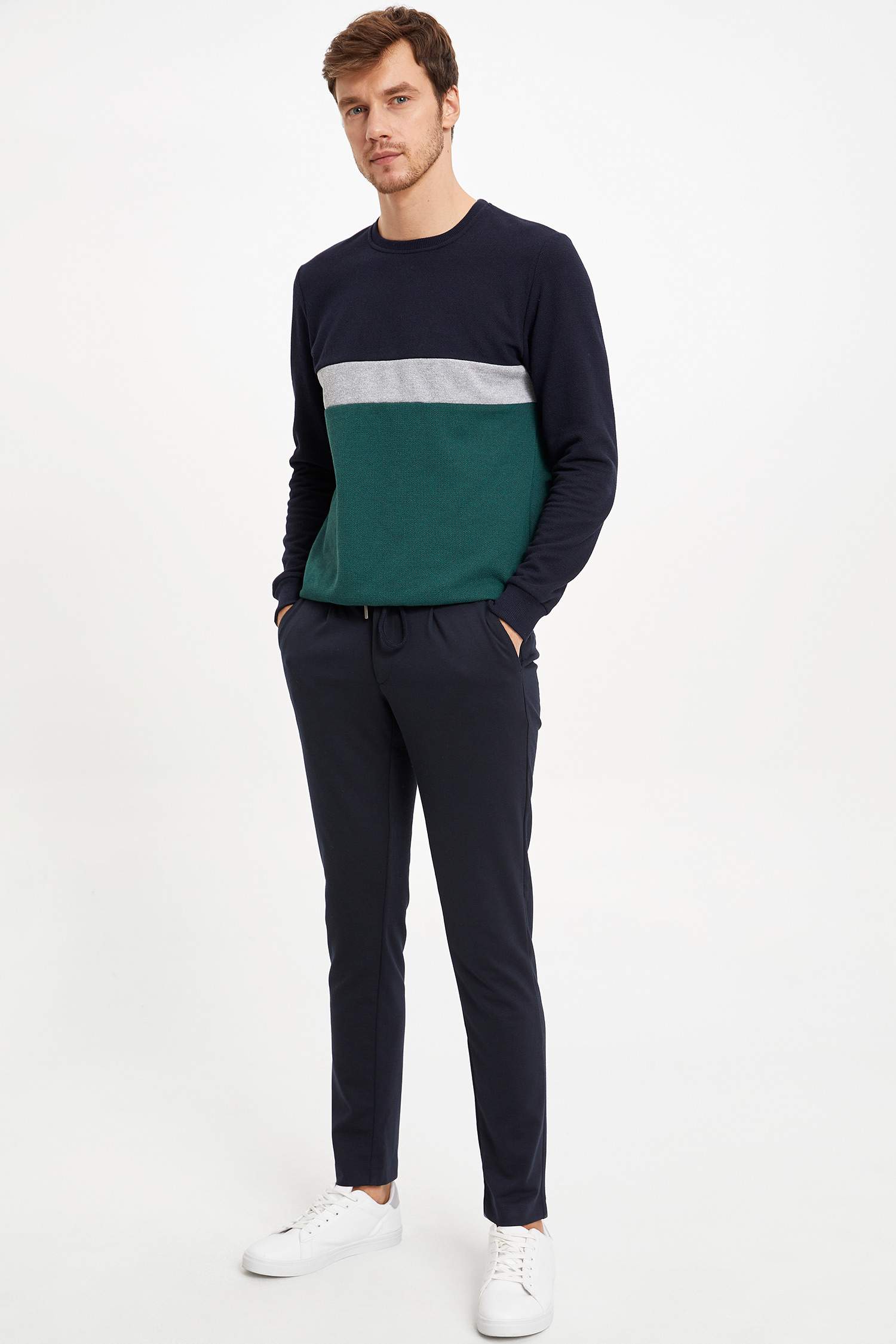 Defacto Renk Bloklu Sweatshirt. 2