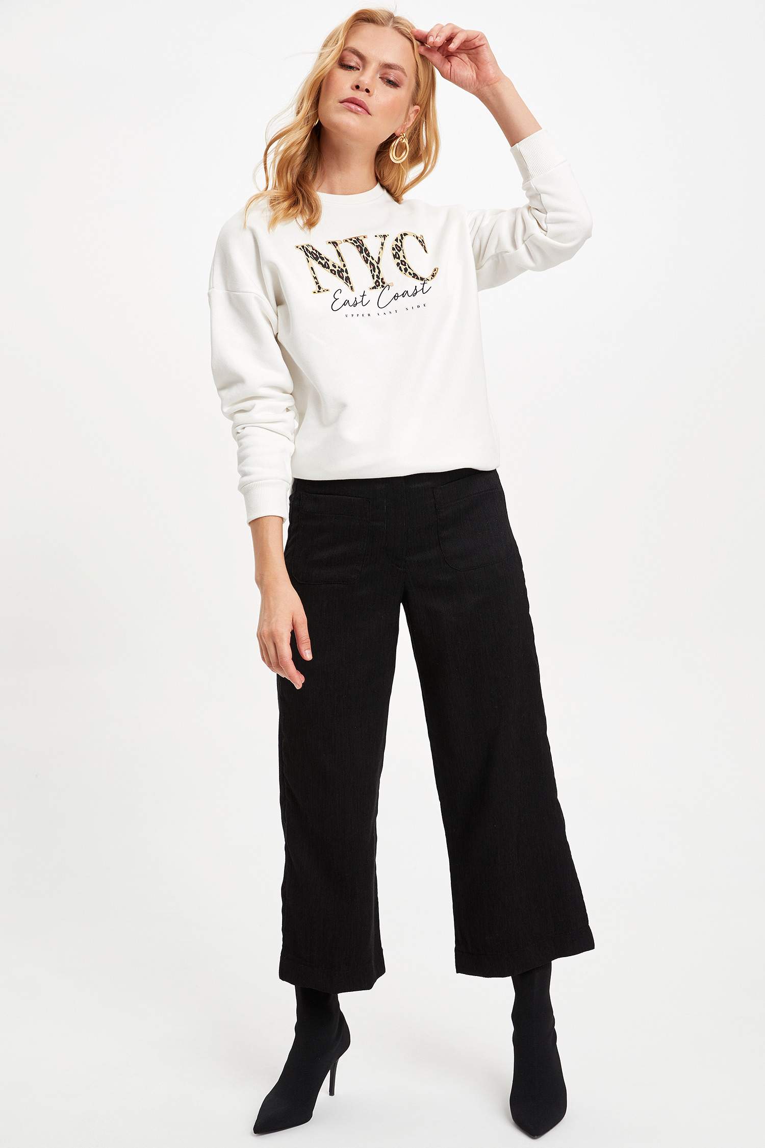 Defacto Baskılı Sweatshirt. 2