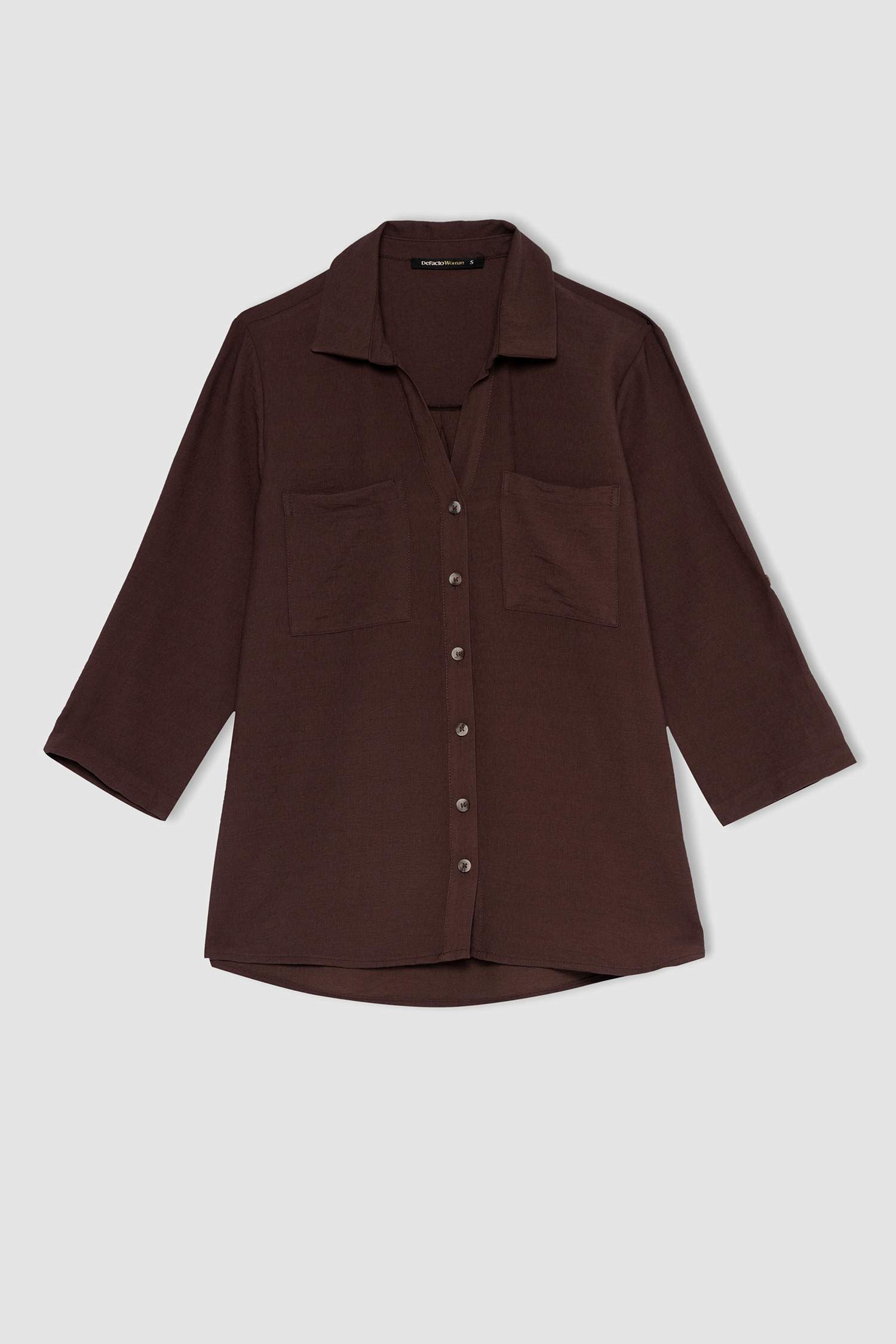 Buy Women Brown Solid Long Sleeves Shirt Online - 726507