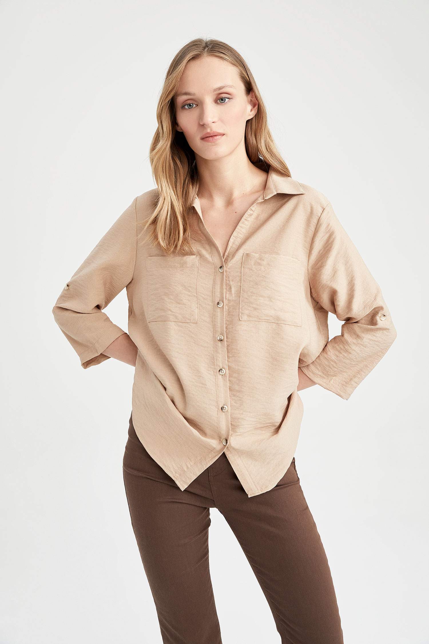 قميص قصة عادية كم طويل