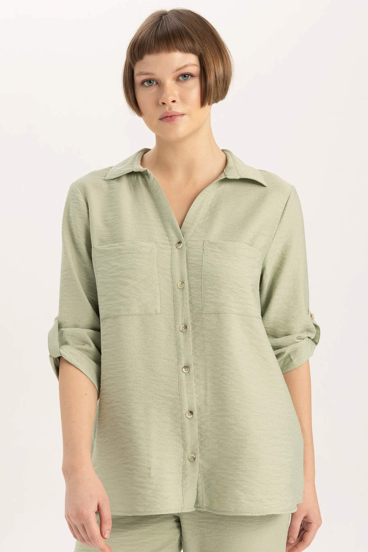 Regular Fit Shirt Collar Long Sleeve Shirt