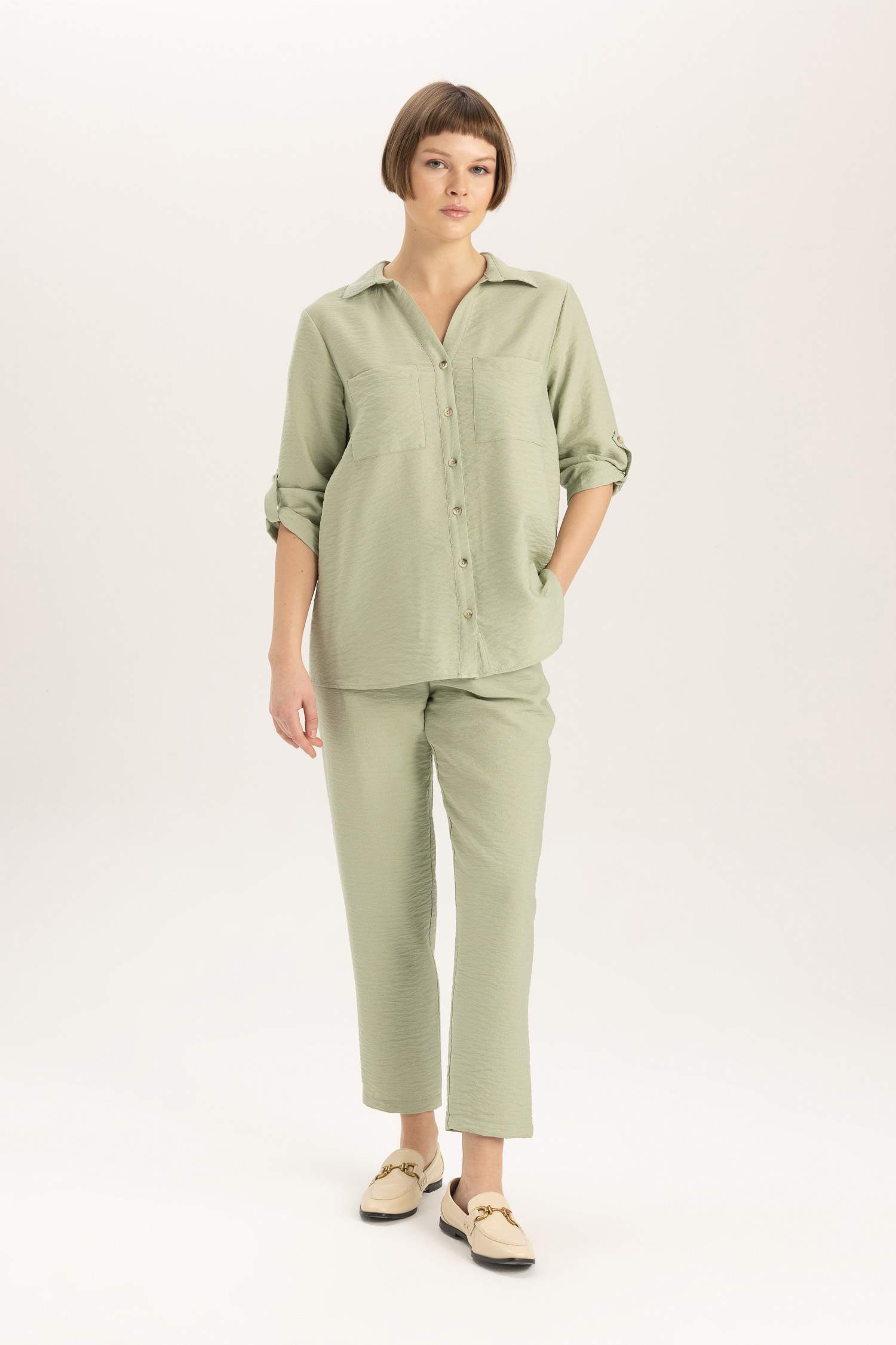 Regular Fit Shirt Collar Long Sleeve Shirt