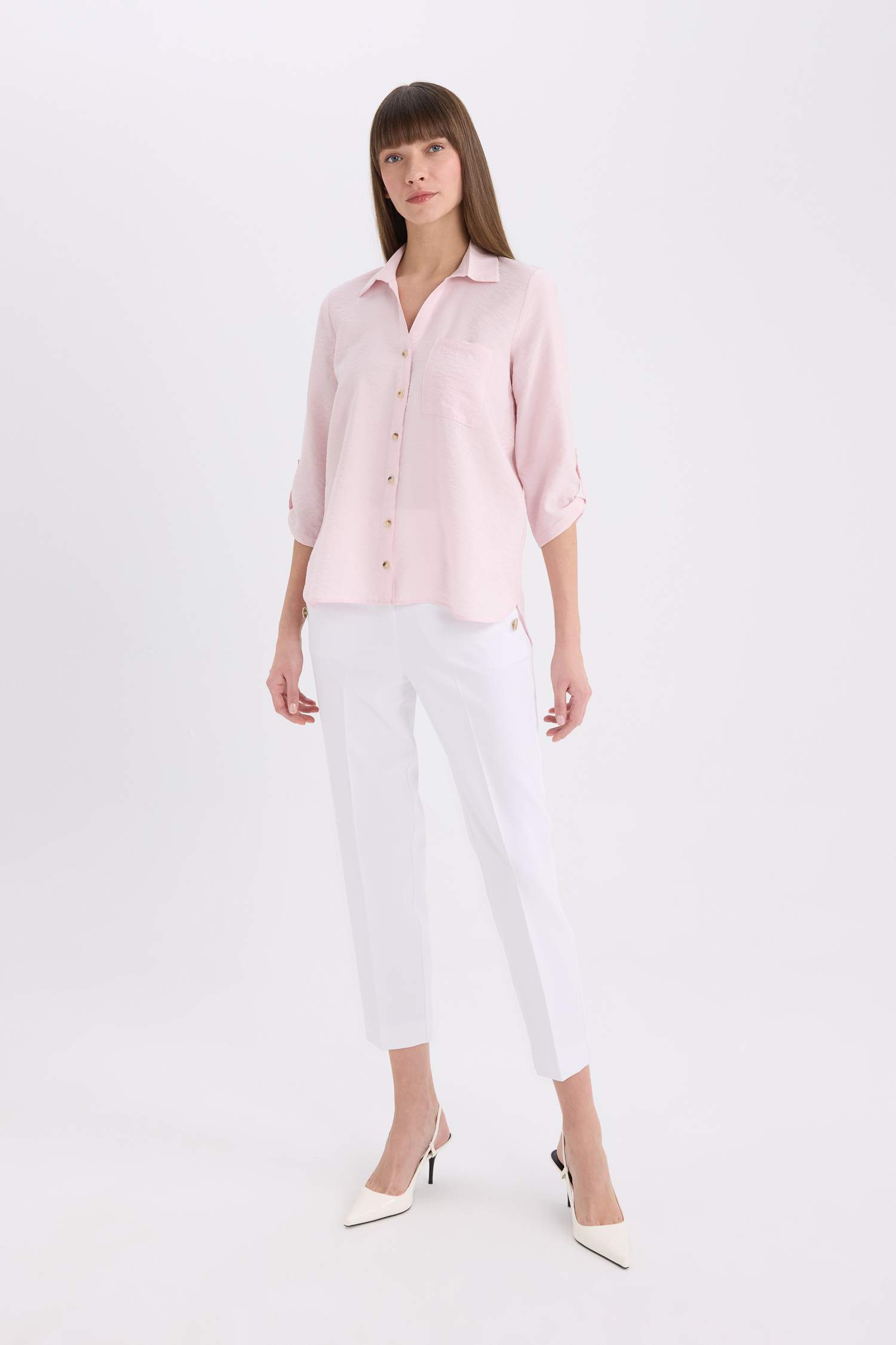 Chemise basique à manches longues Coupe régulière