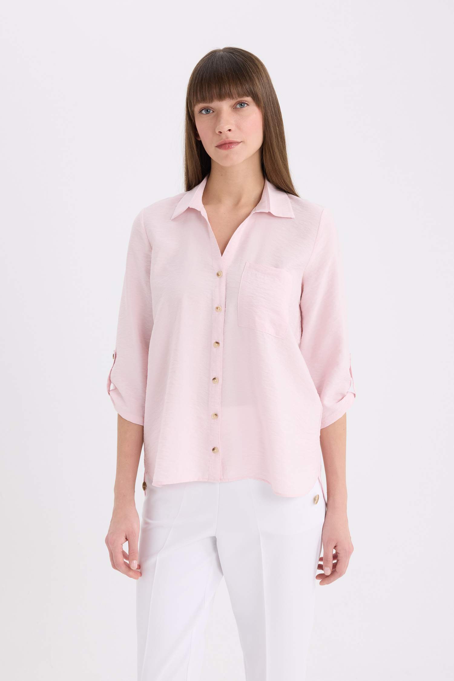 Chemise basique à manches longues Coupe régulière