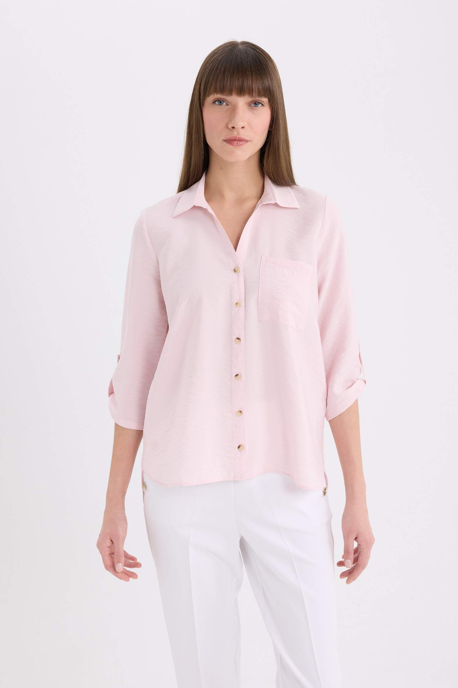 Chemise basique à manches longues Coupe régulière