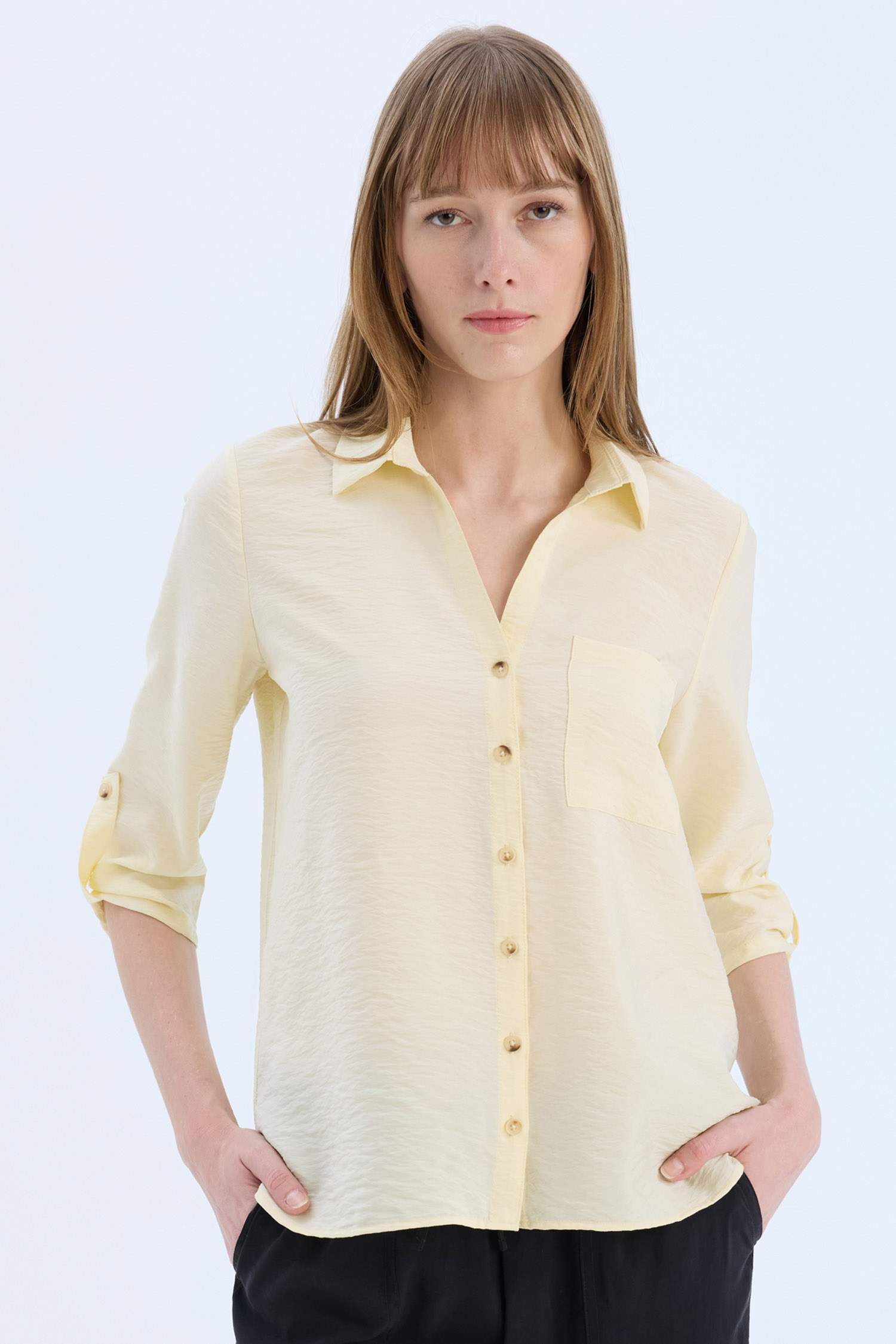 Regular Fit Basic Düz Uzun Kollu Gömlek