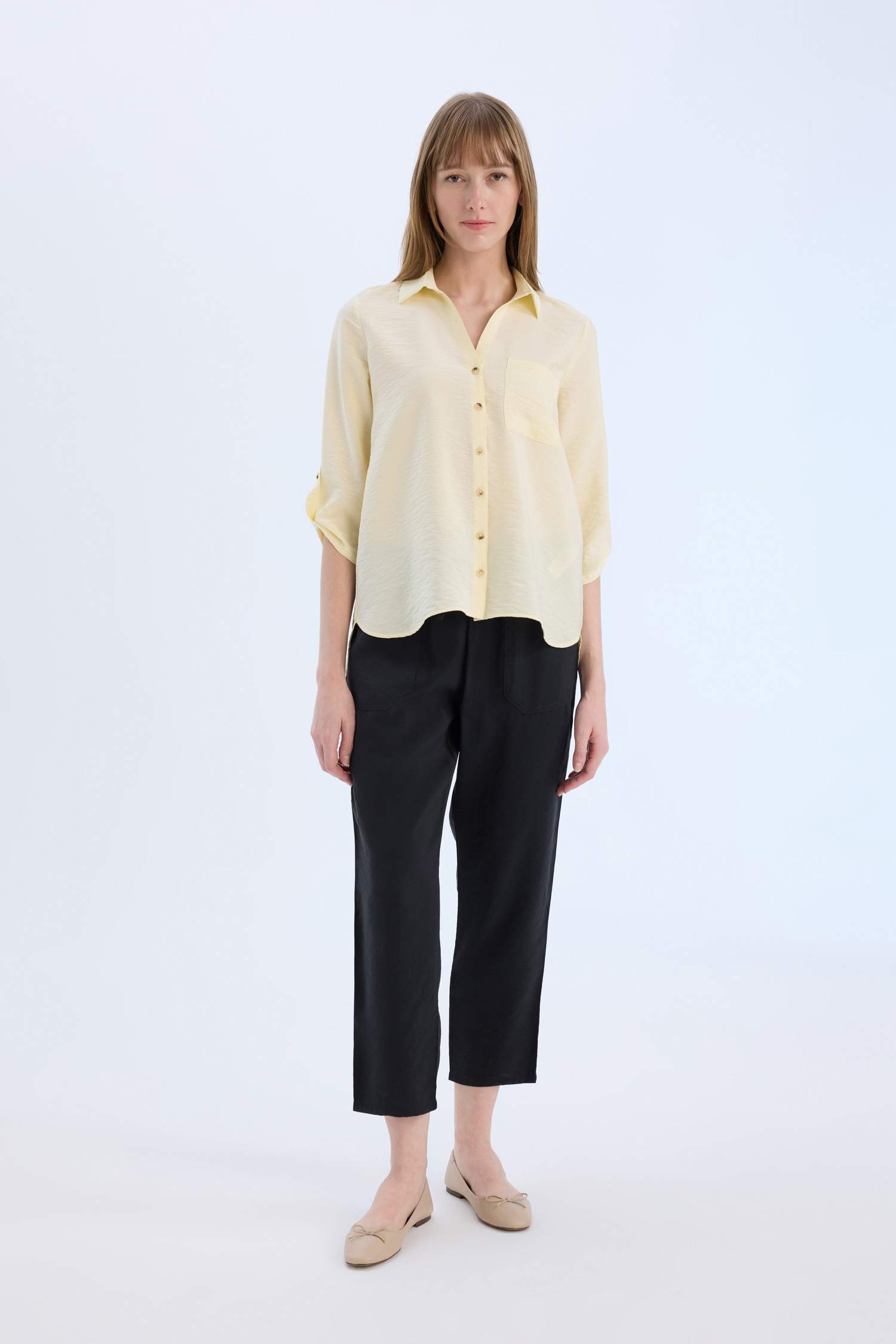 Regular Fit Basic Düz Uzun Kollu Gömlek