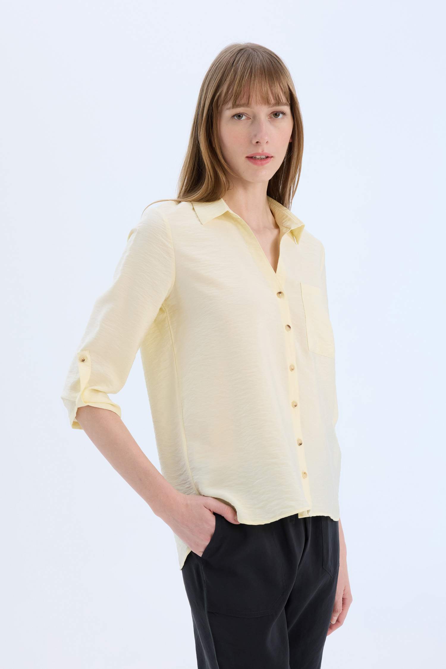 Regular Fit Basic Düz Uzun Kollu Gömlek