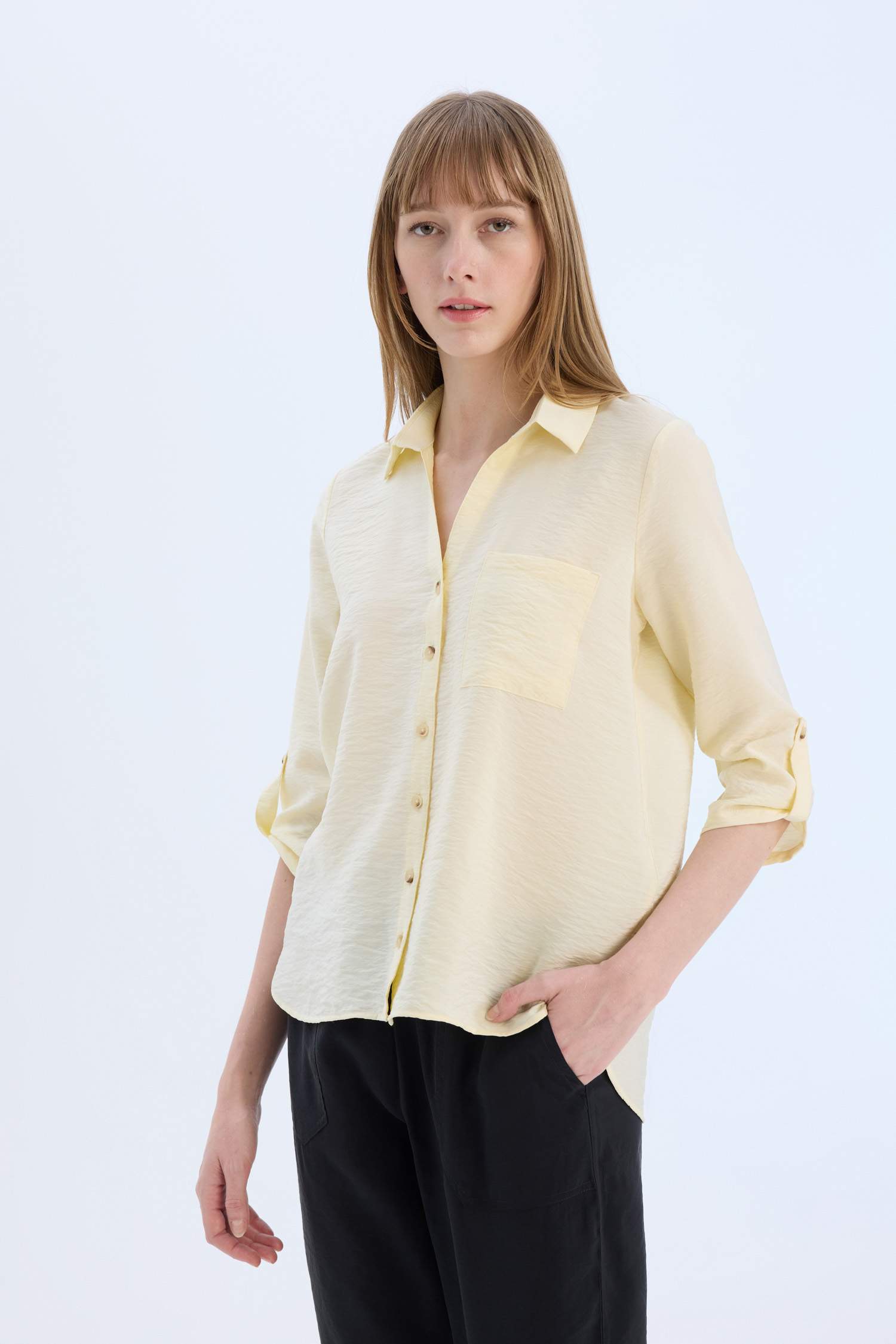 Regular Fit Basic Düz Uzun Kollu Gömlek