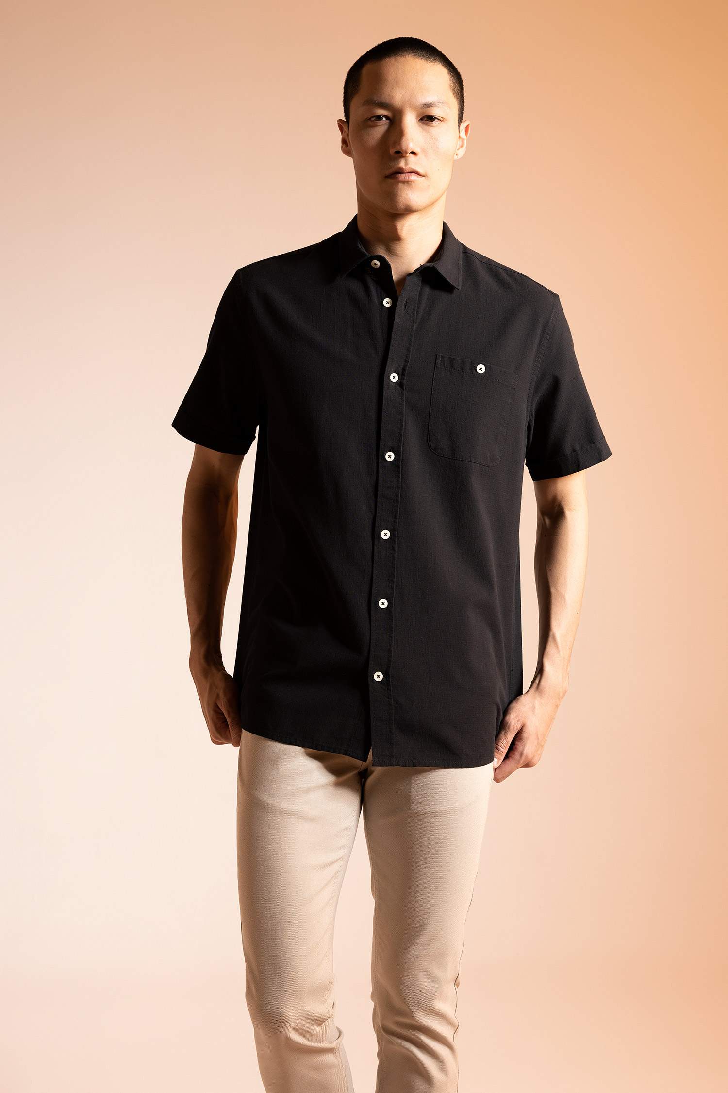 Chemise à col polo et manches courtes 100% coton