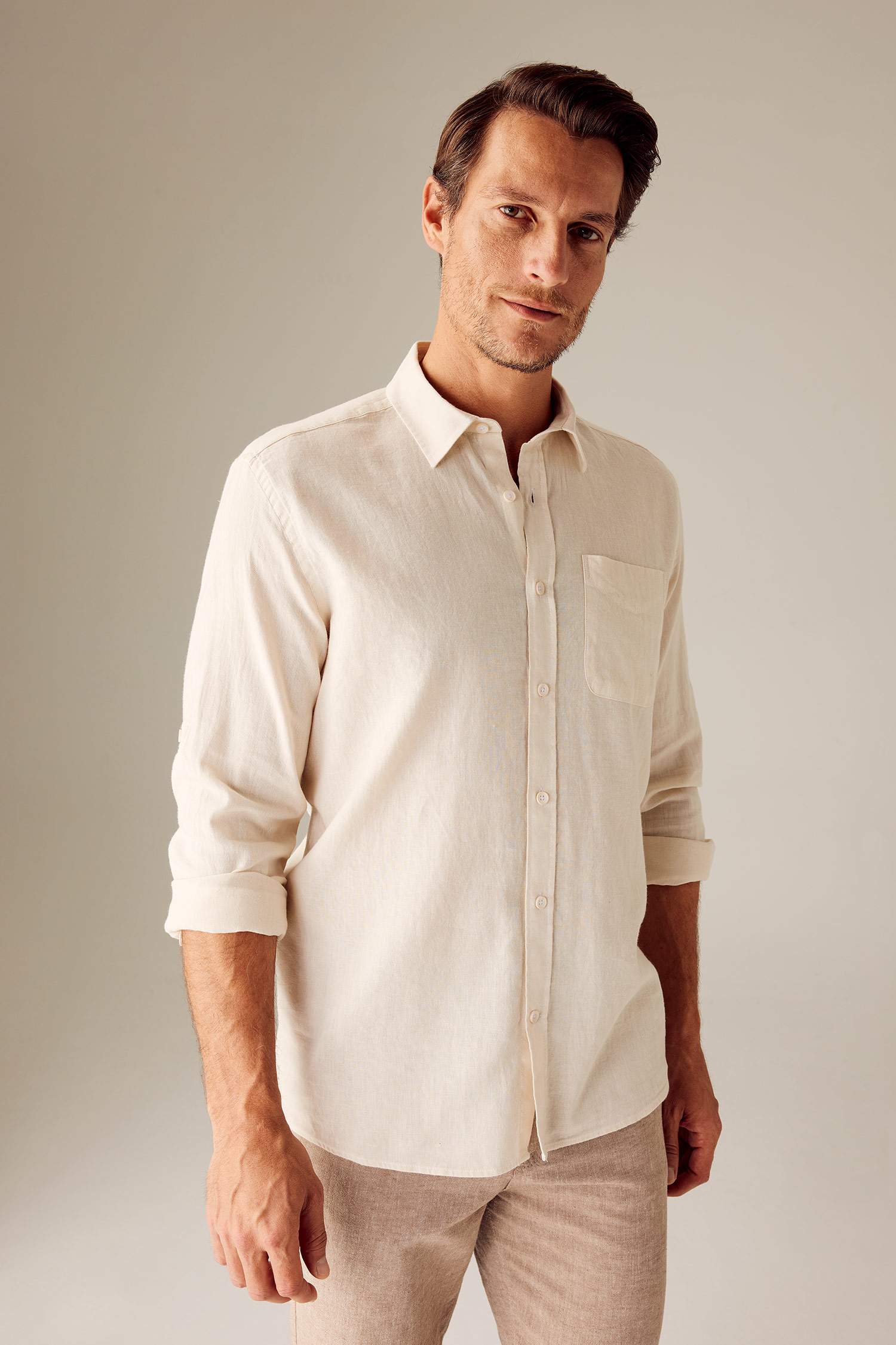 Chemise Coupe Régulière À Manches Longues