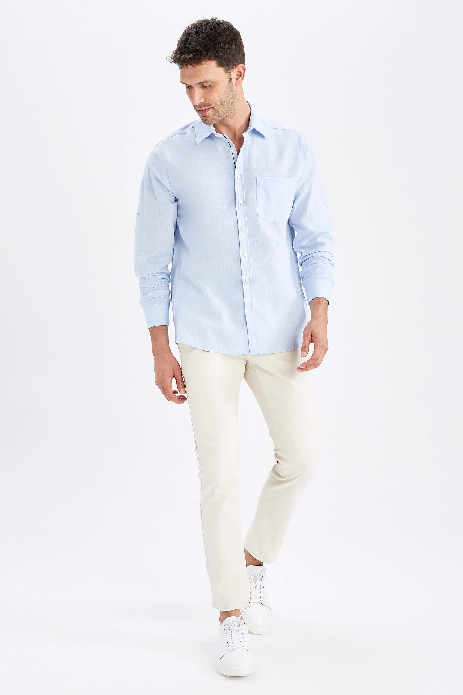 Blue MAN Modern Fit Long Sleeve Shirt 2461096 | DeFacto