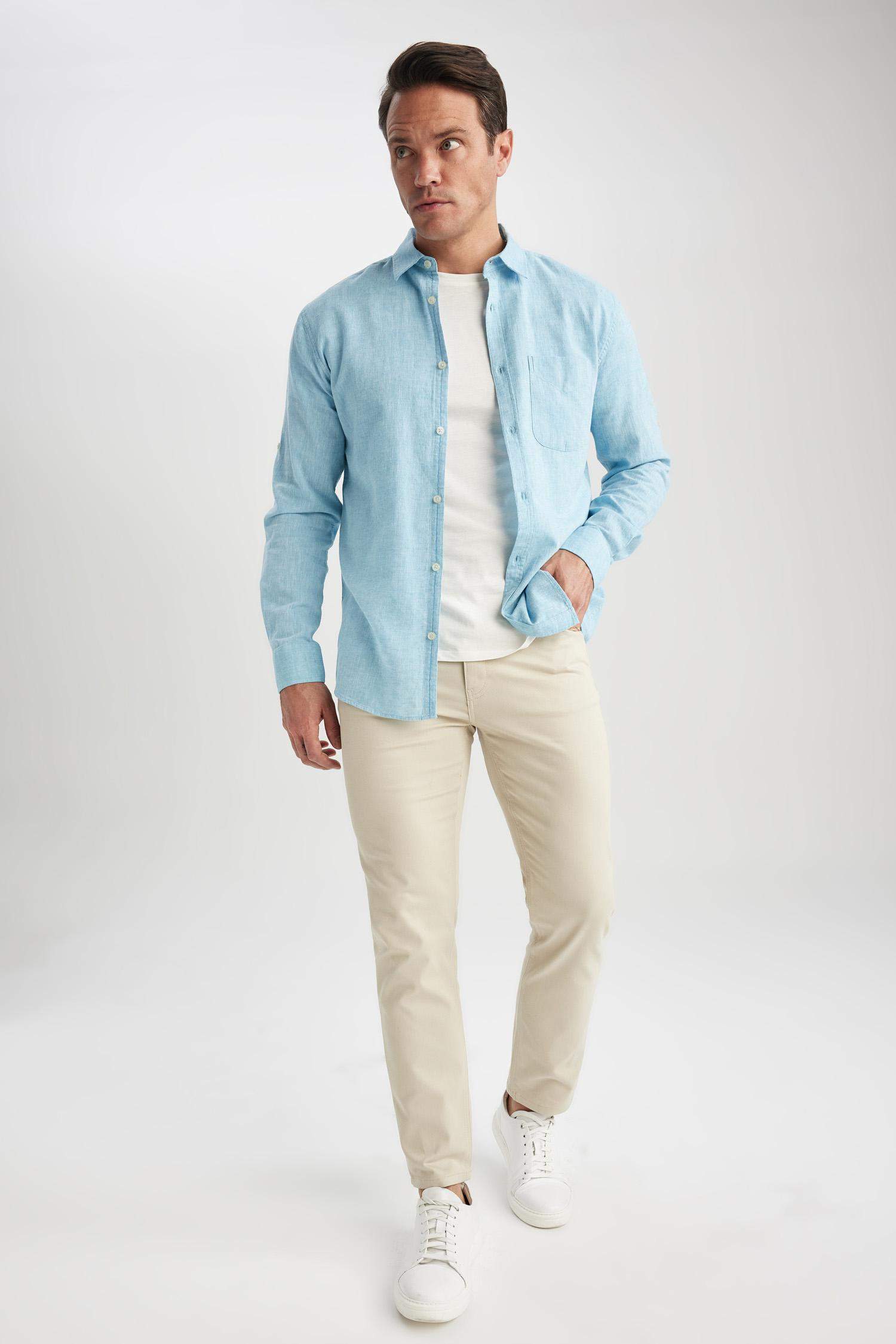 поло жаға мақта Ұзын жеңді көйлек