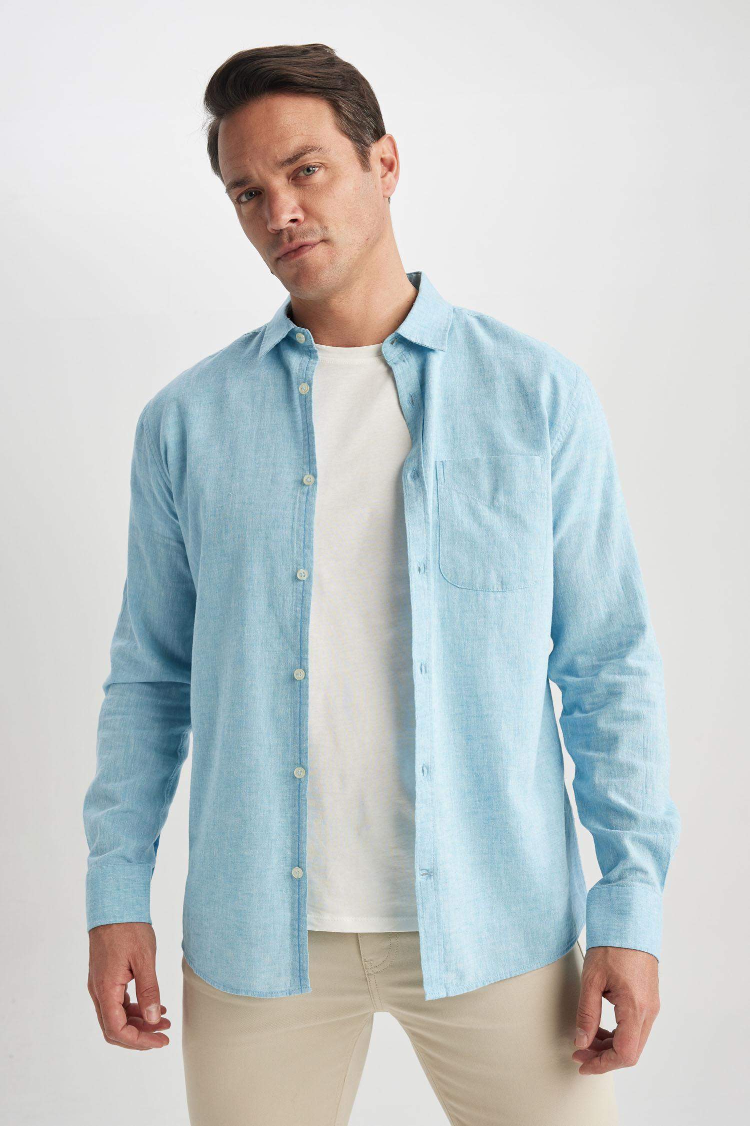 поло жаға мақта Ұзын жеңді көйлек