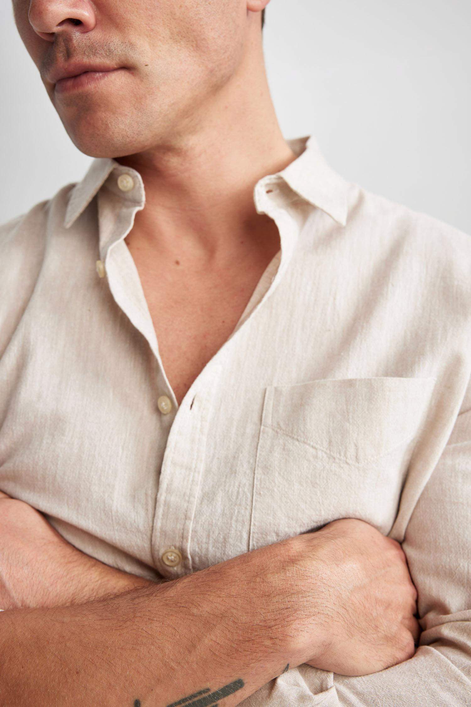 поло жаға мақта Ұзын жеңді көйлек