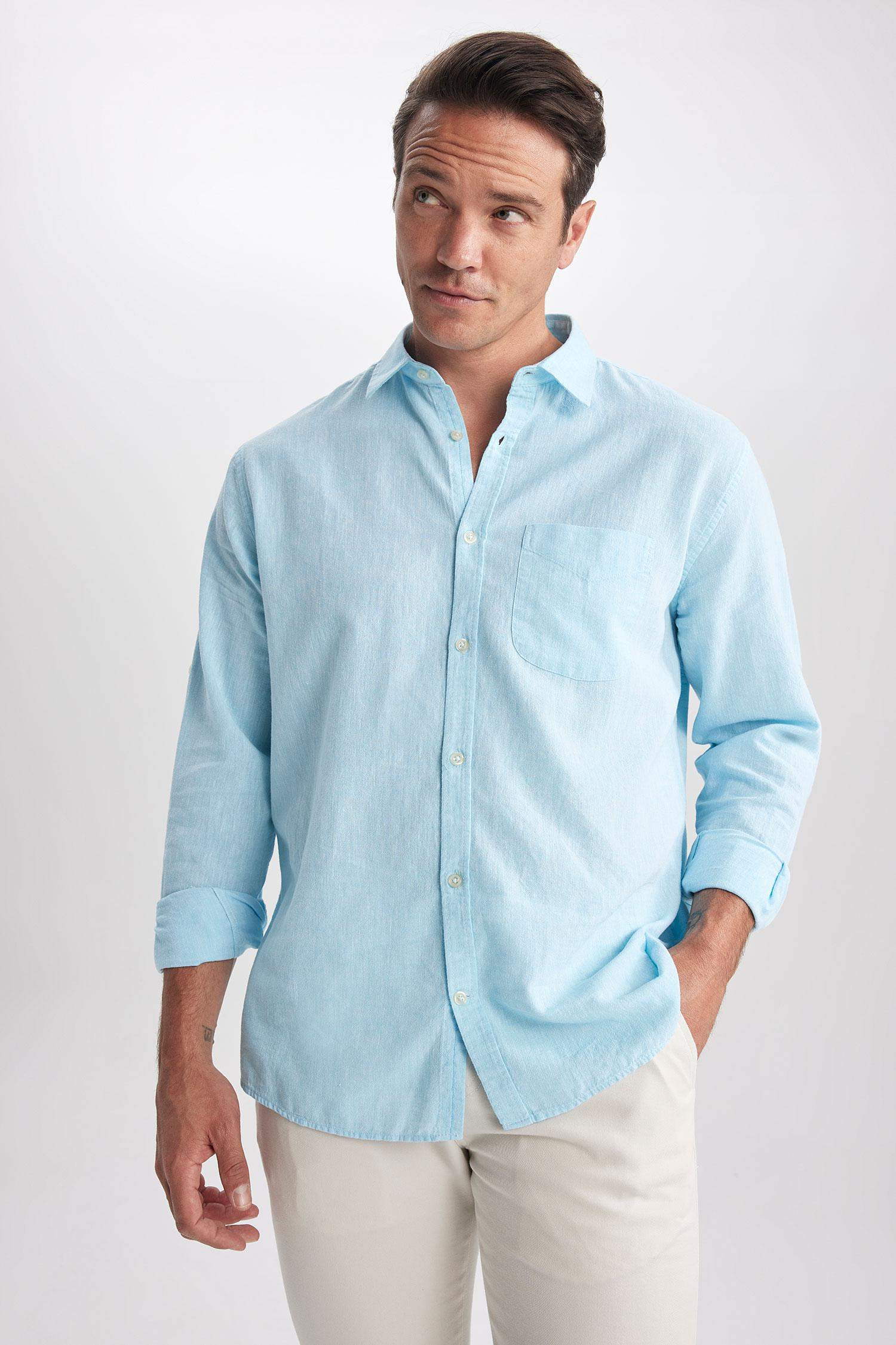 поло жаға мақта Ұзын жеңді көйлек