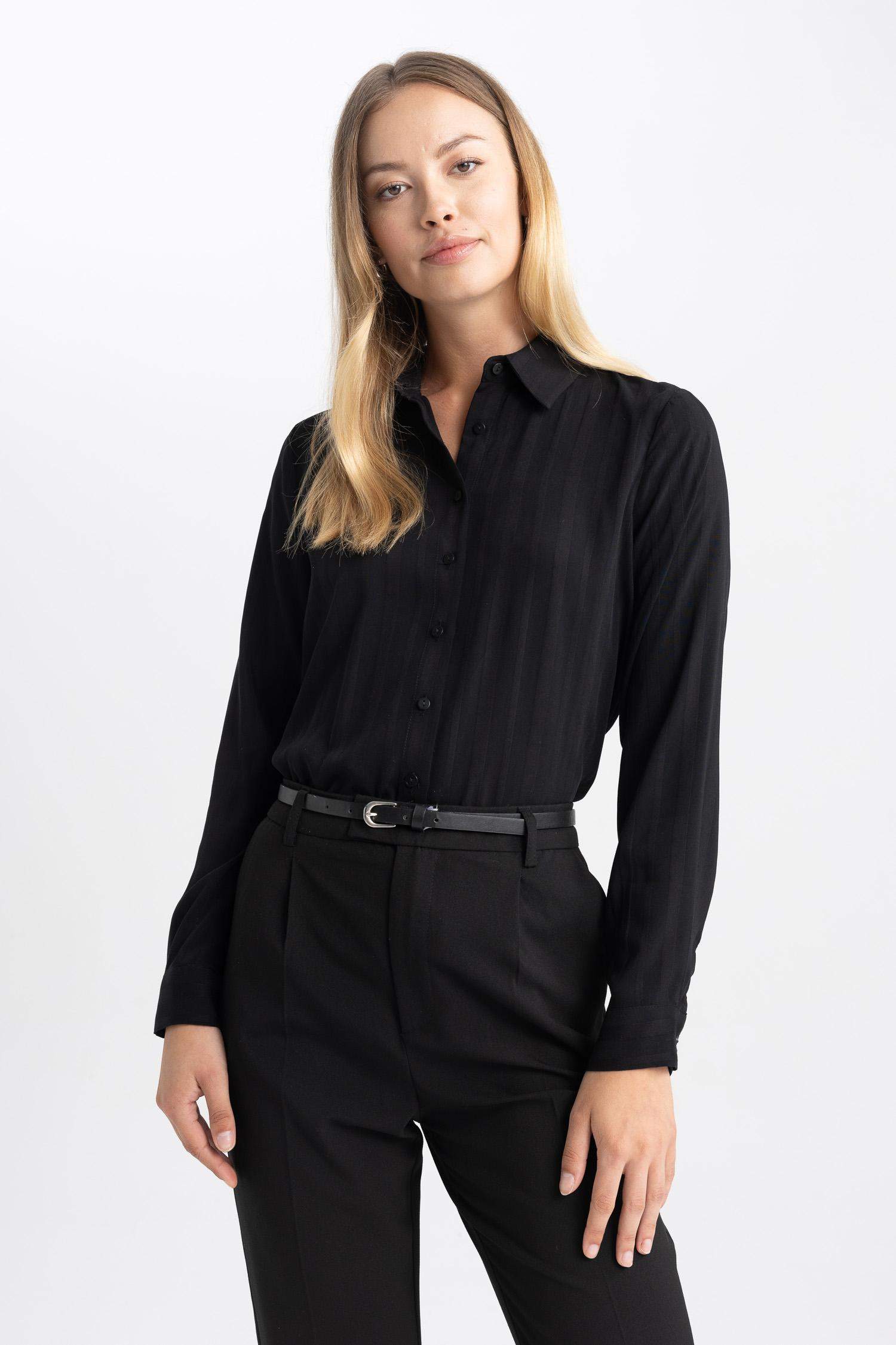 Chemise Coupe Régulière à Manches Longues