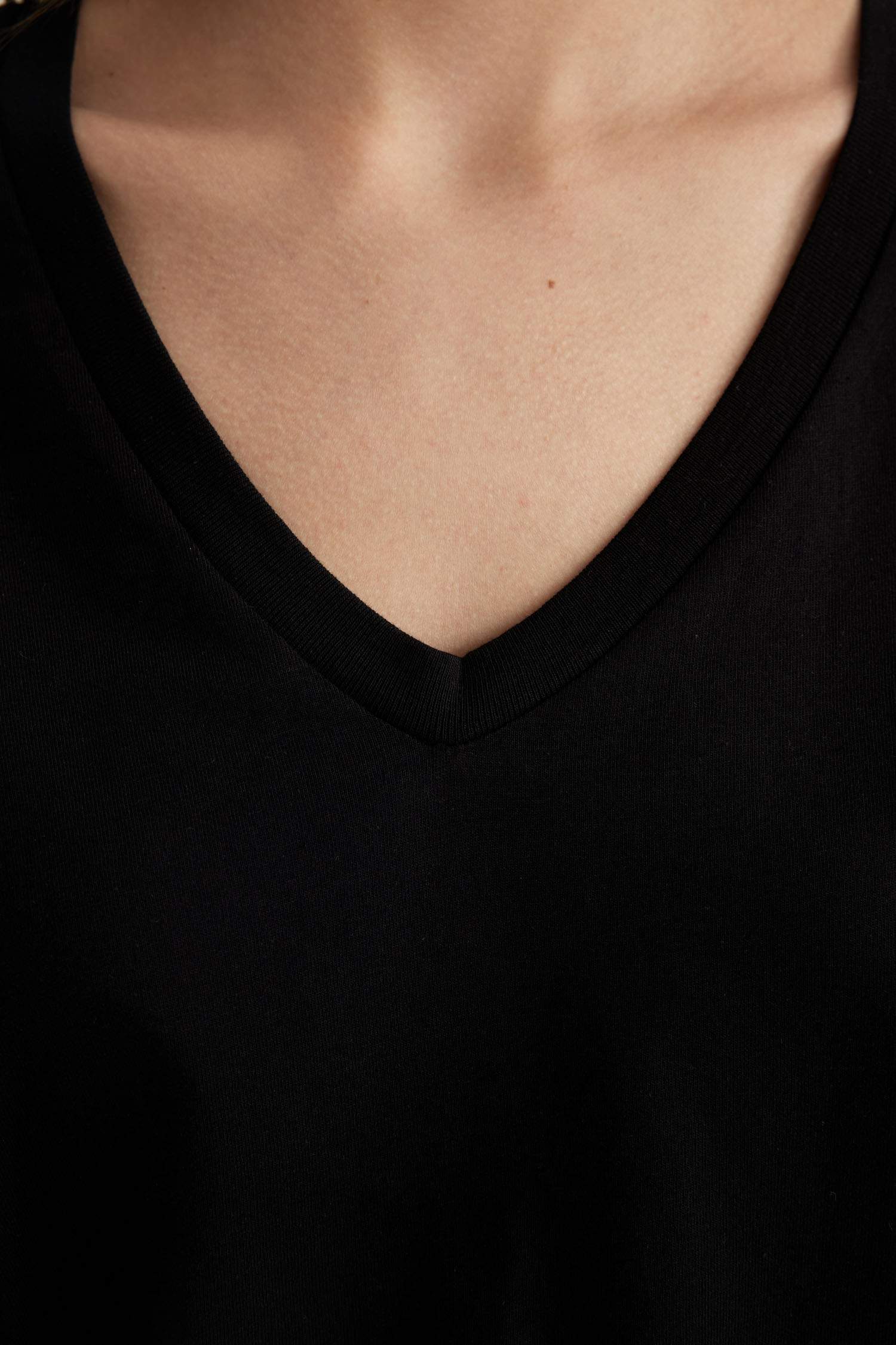 Regular Fit V Neck Cotton Basic T-Shirt