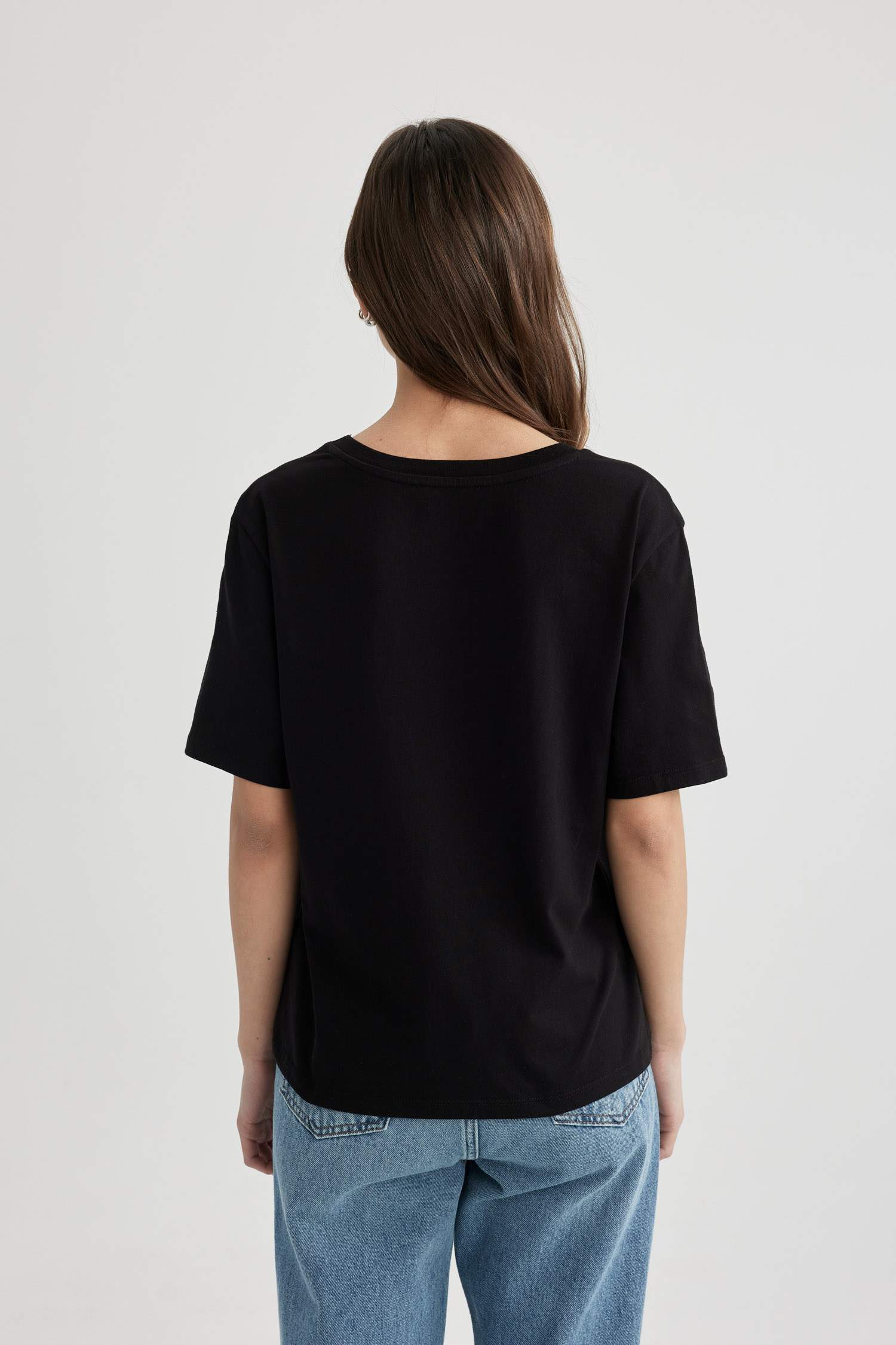 Regular Fit V Neck Cotton Basic T-Shirt