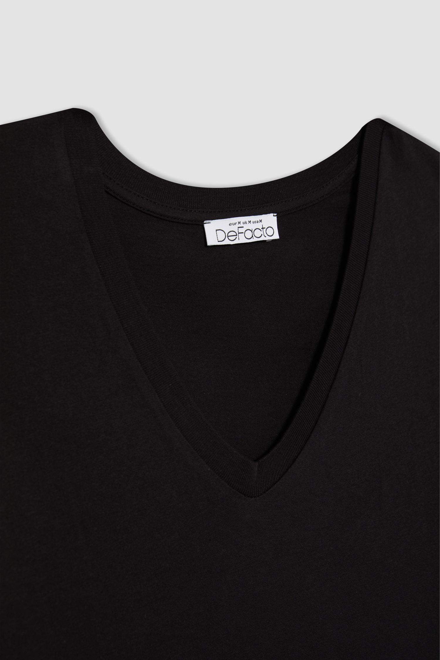 Regular Fit V Neck Cotton Basic T-Shirt