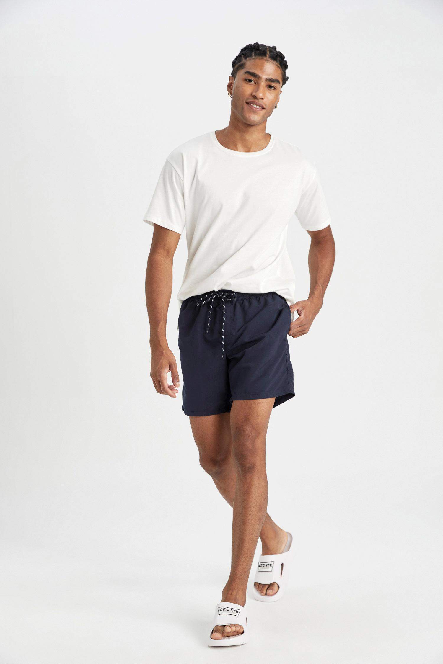 Regular Fit Lined Above Knee Swim Shorts