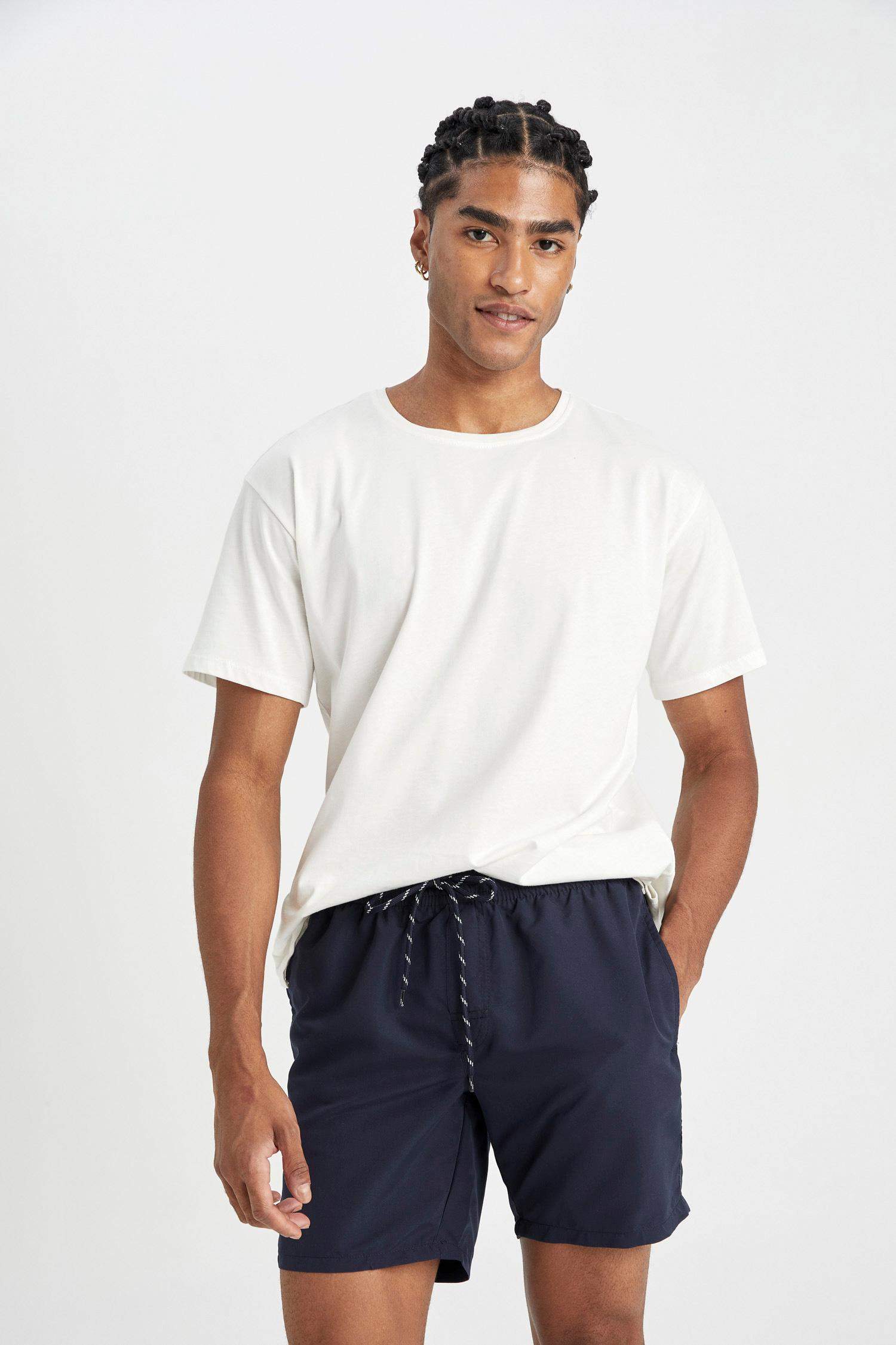 Regular Fit Lined Above Knee Swim Shorts