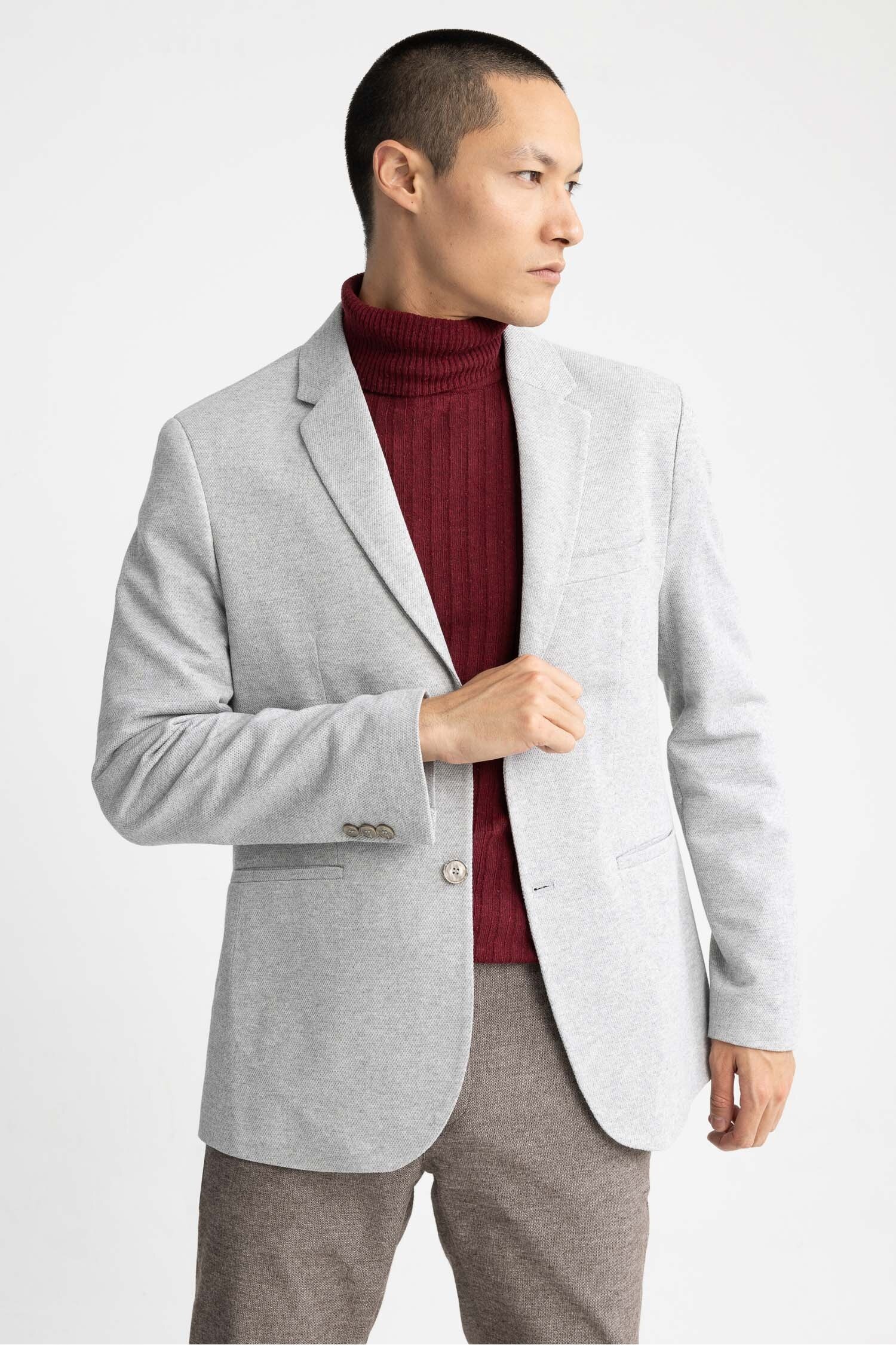 Grey textured blazer on sale mens