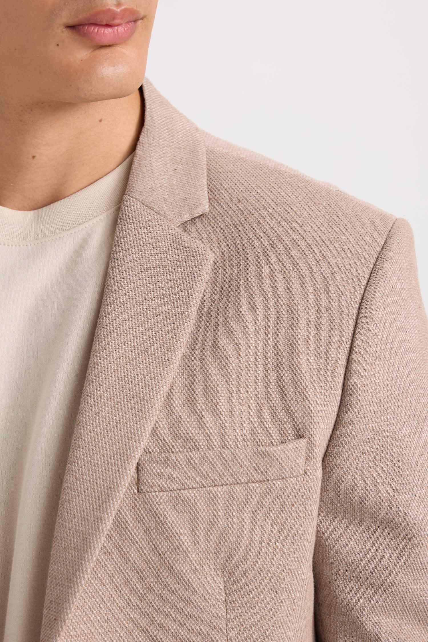 Slim Fit Dar Kesim Astarlı Düğmeli Blazer Ceket