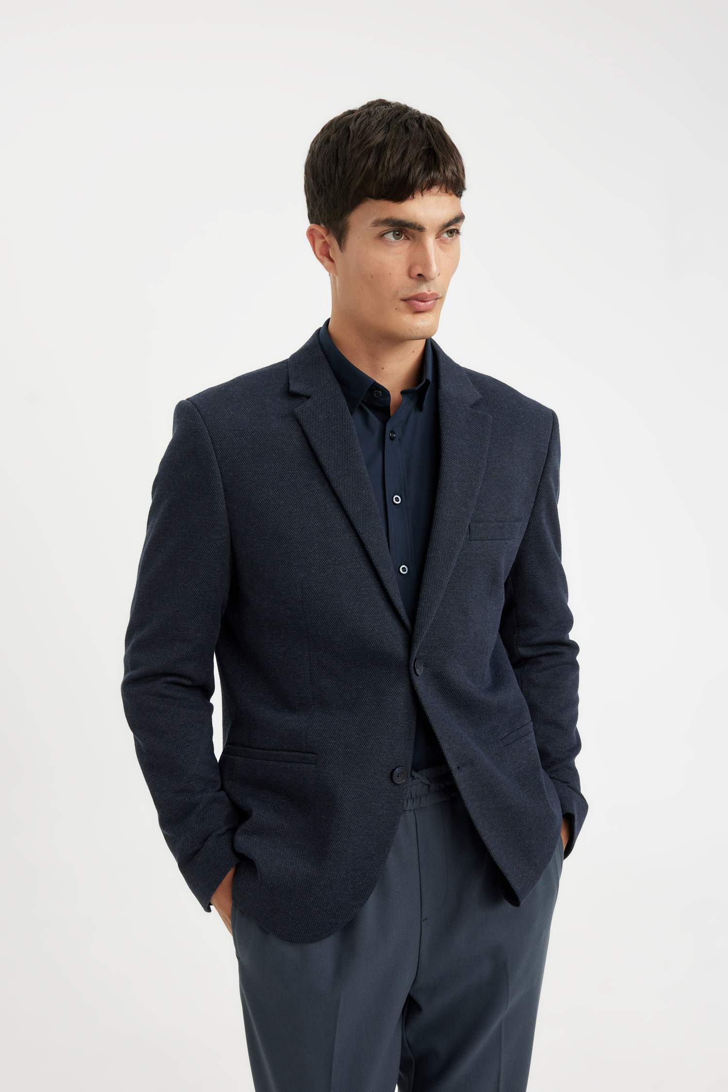 Slim Fit Dar Kesim Astarlı Düğmeli Blazer Ceket