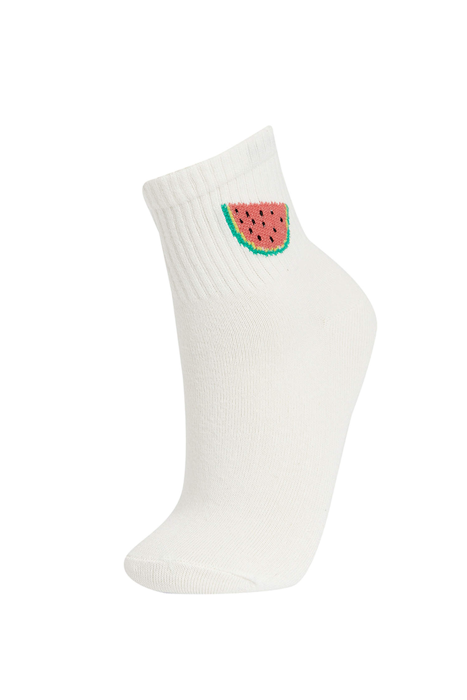 Defacto Kadın Meyve Desenli 3'lü Pamuklu Spor Çorap. 1