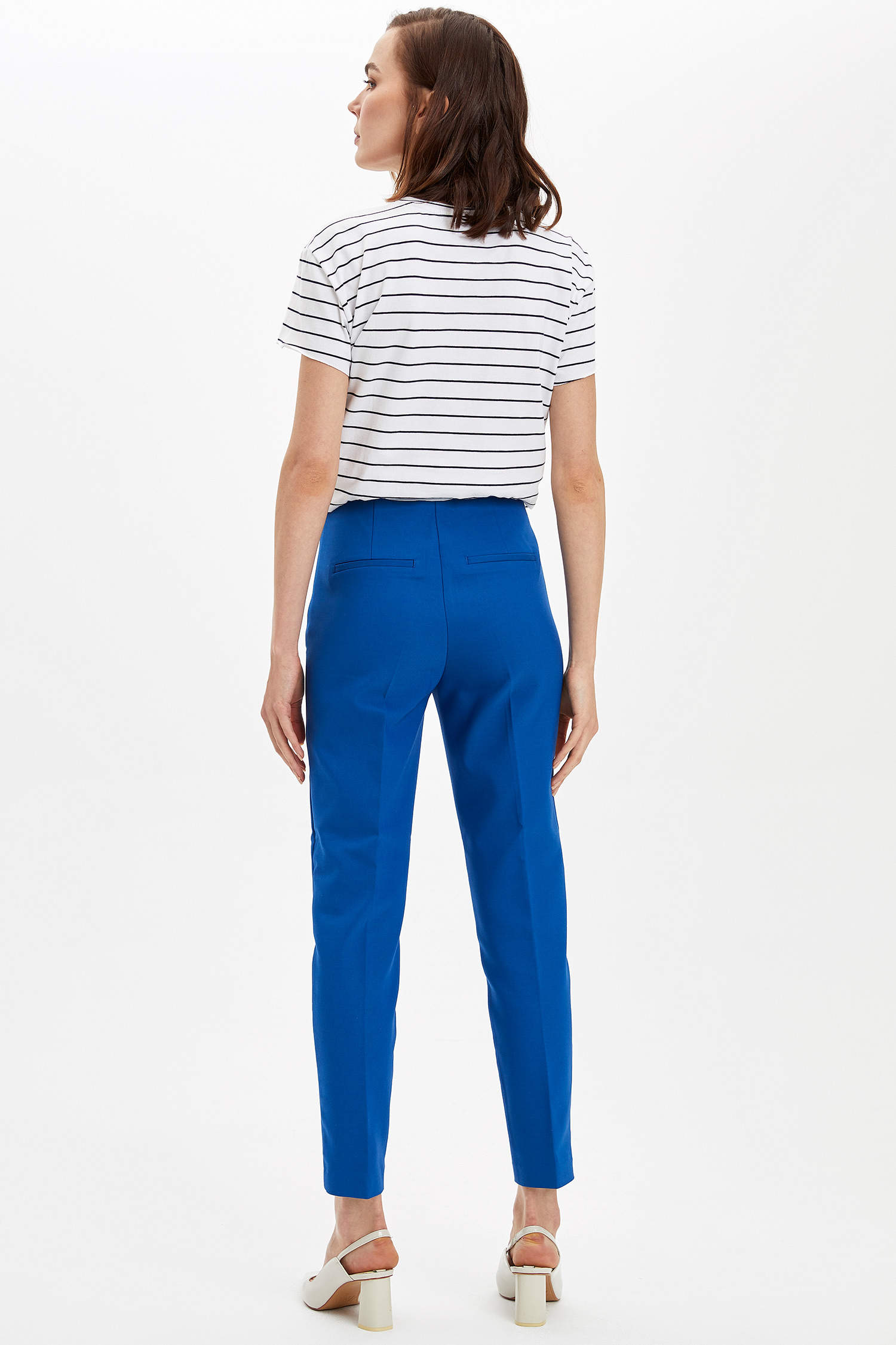 Blue WOMAN High Waisted Slim Fit Trousers 1212728 | DeFacto