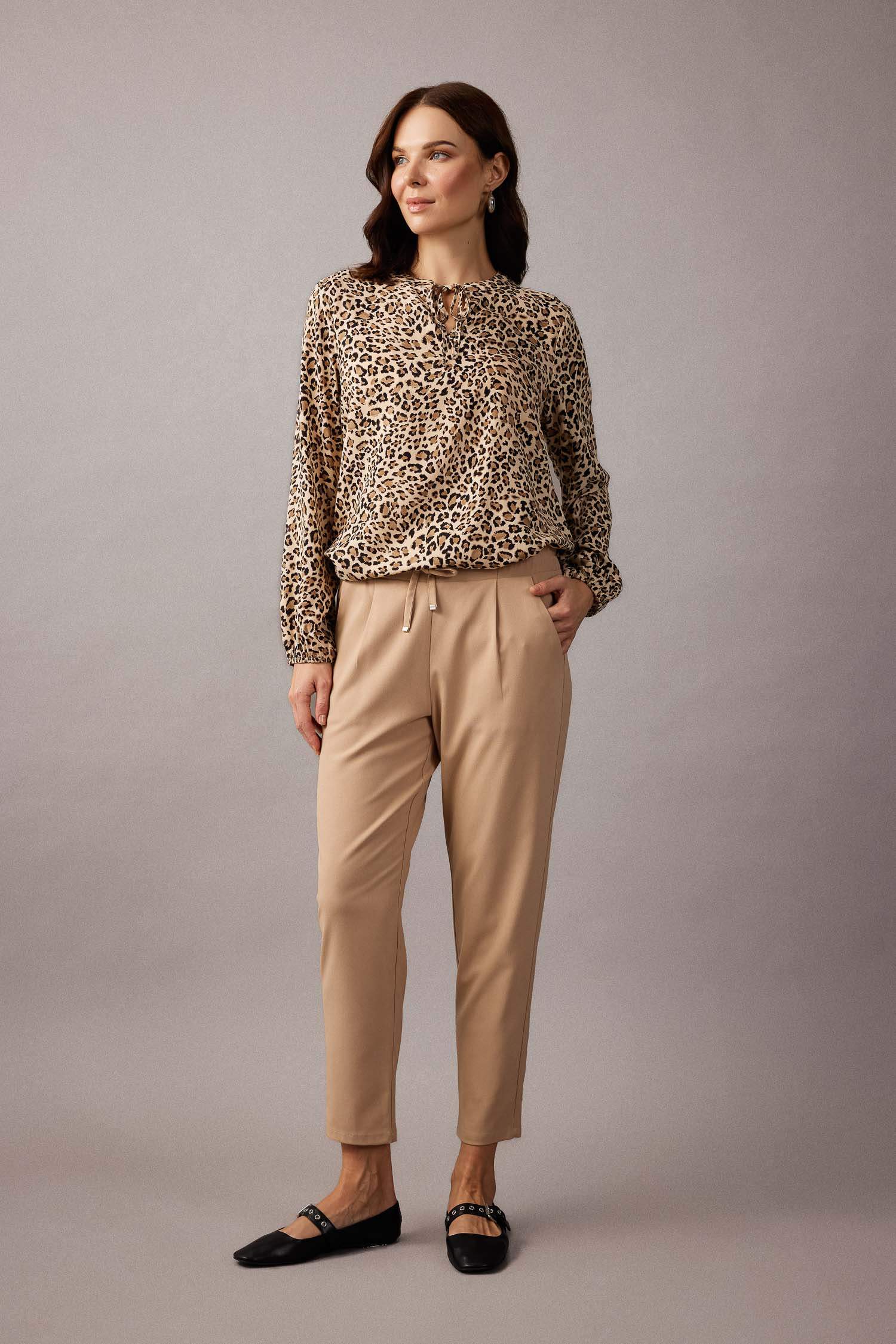 Regular Fit Crew Neck Long Sleeve Blouse