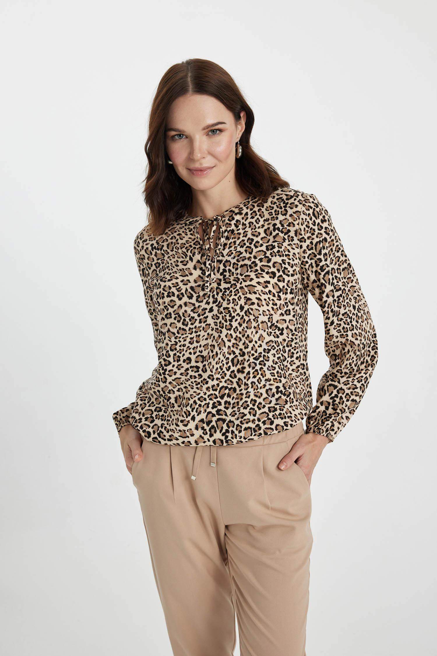 Regular Fit Crew Neck Long Sleeve Blouse