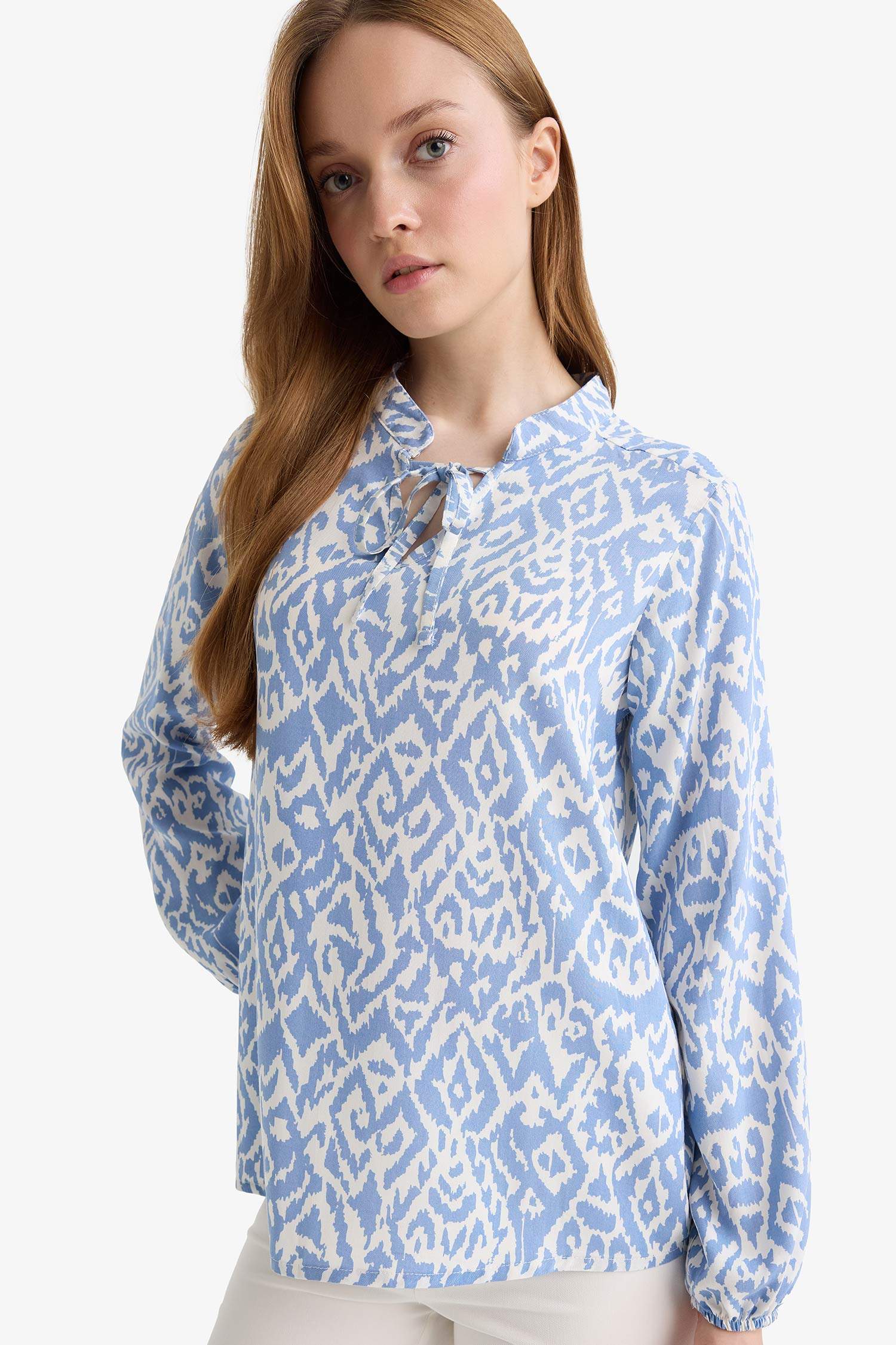 Regular Fit Crew Neck Long Sleeve Blouse