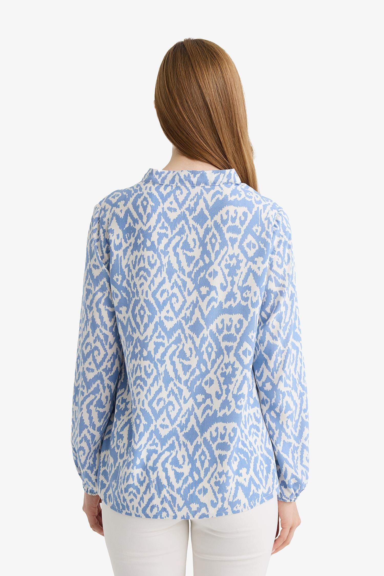 Regular Fit Crew Neck Long Sleeve Blouse